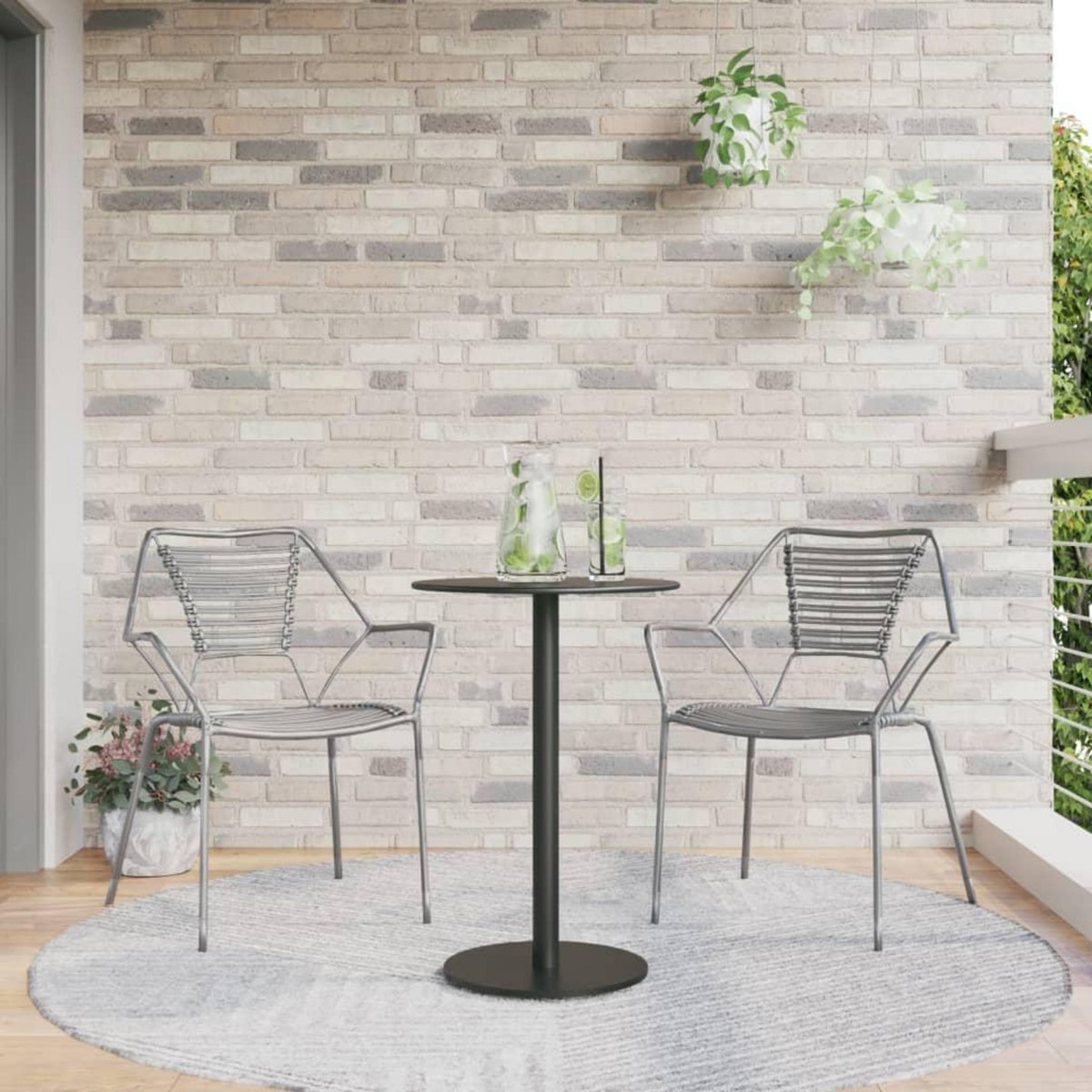 VIDAXL Table de jardin ronde noir Ø50x72 cm acier