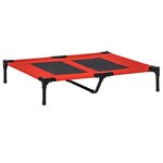 PAWHUT Lit pour chien chat lit de camp grand confort sur pieds tissu oxford textilène micro-perforé 92L x 76l x 18H cm rouge noir