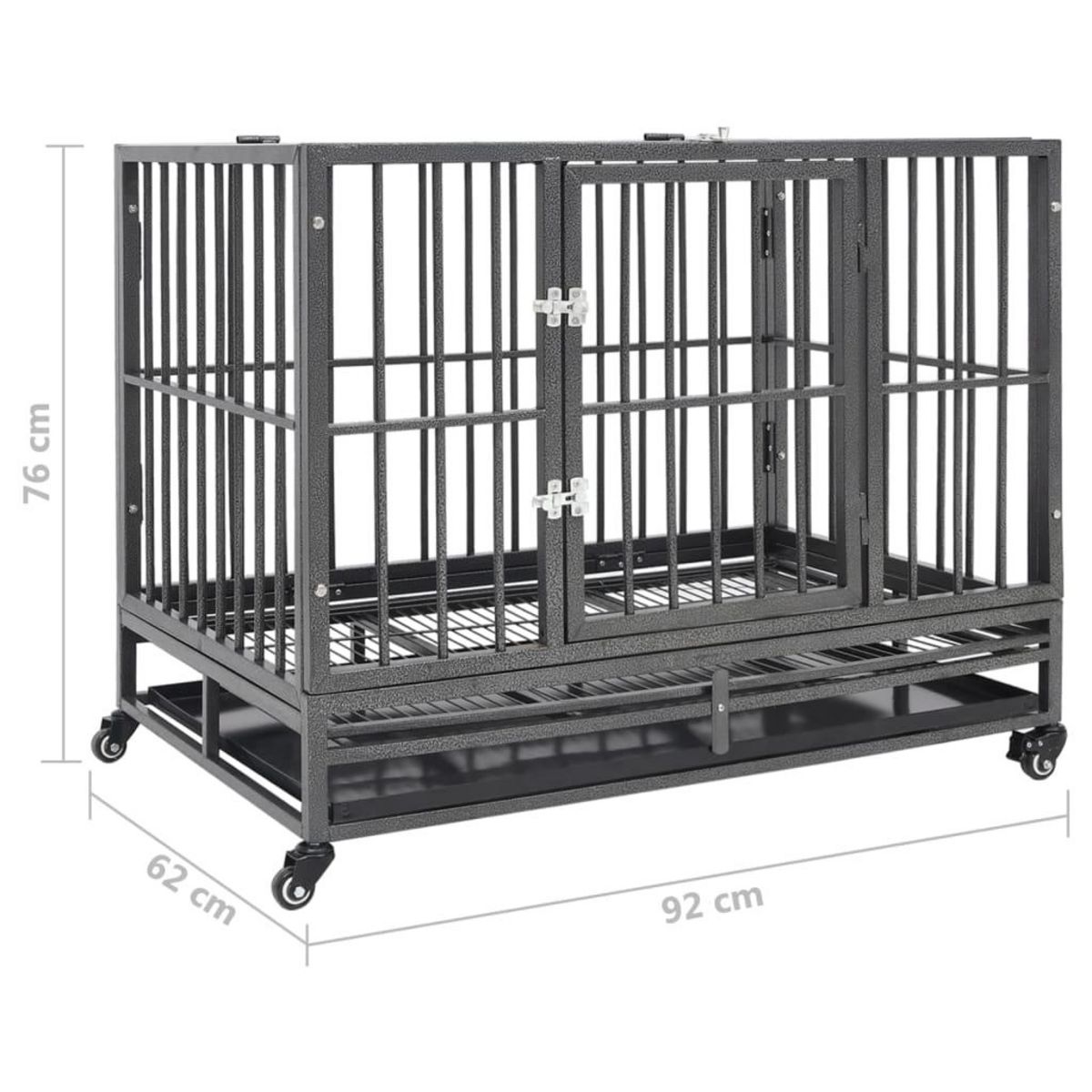 VIDAXL Cage pour chiens avec roues Acier 92x62x76 cm