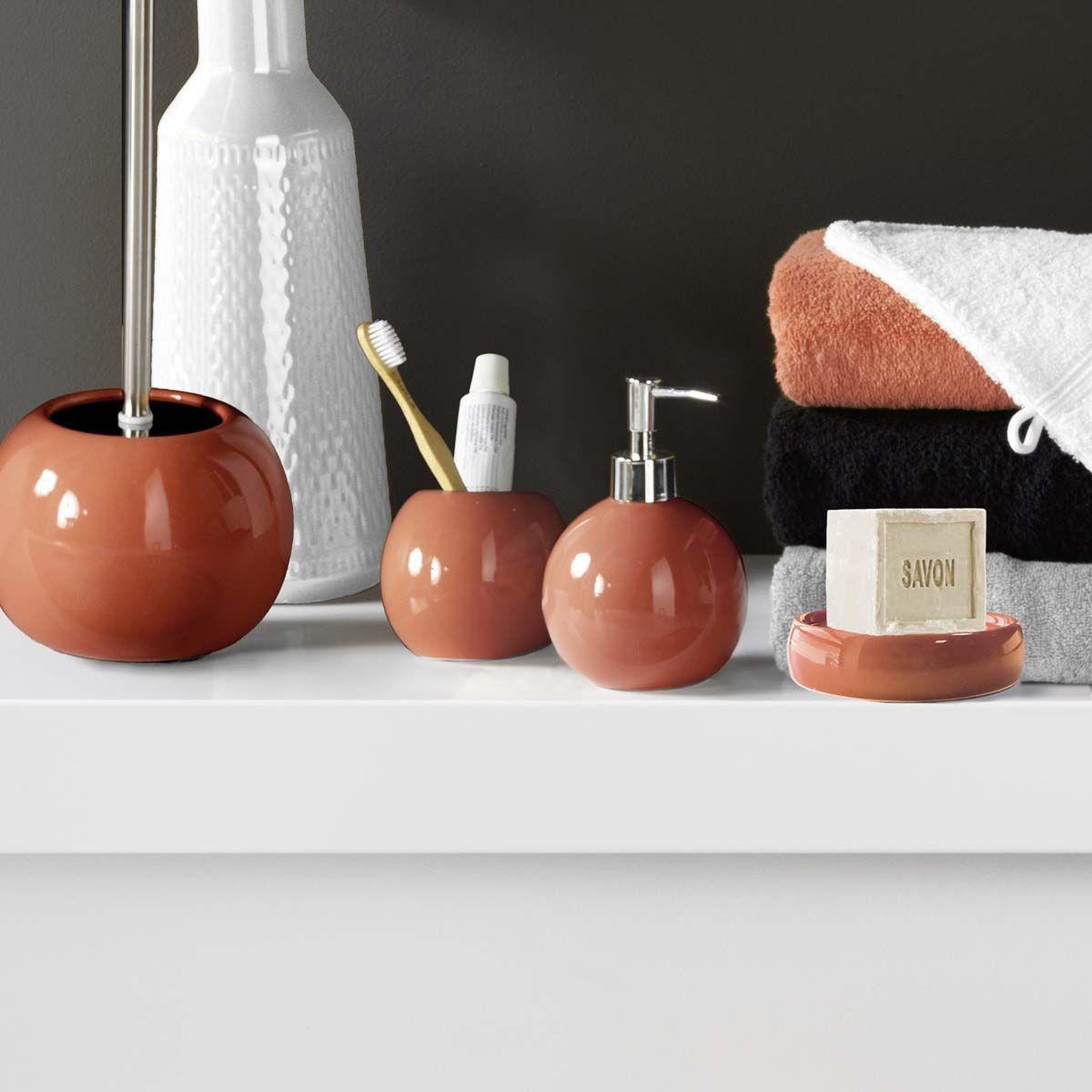 Voir la diapositive 2 : Douceur d'Intérieur Porte savon en céramique  bullea  10cm terracotta