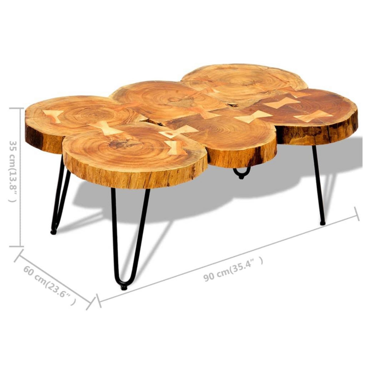 VIDAXL Table basse 35 cm 6 troncs Bois