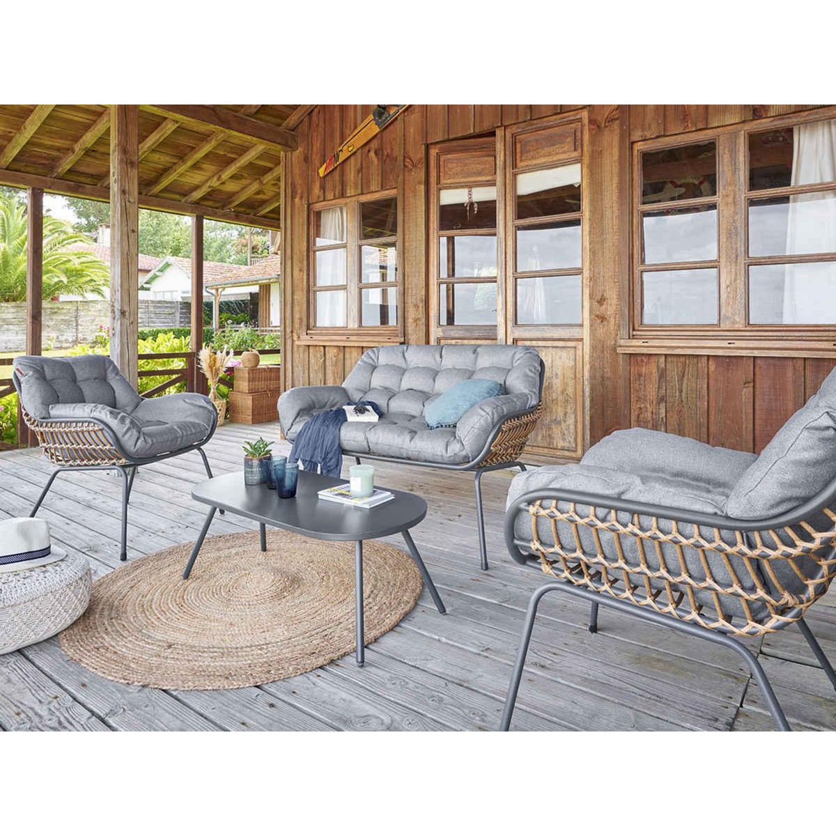 HESPERIDE Salon de jardin en aluminium Paopao Graphite - 4 places - Hespéride