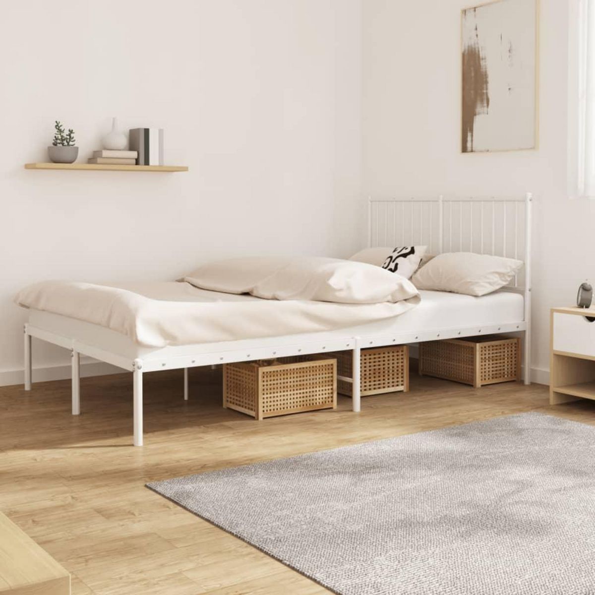 VIDAXL Cadre de lit metal sans matelas et tete de lit blanc 120x190 cm