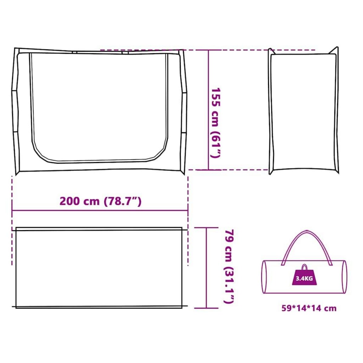 VIDAXL Tente de rangement gris impermeable