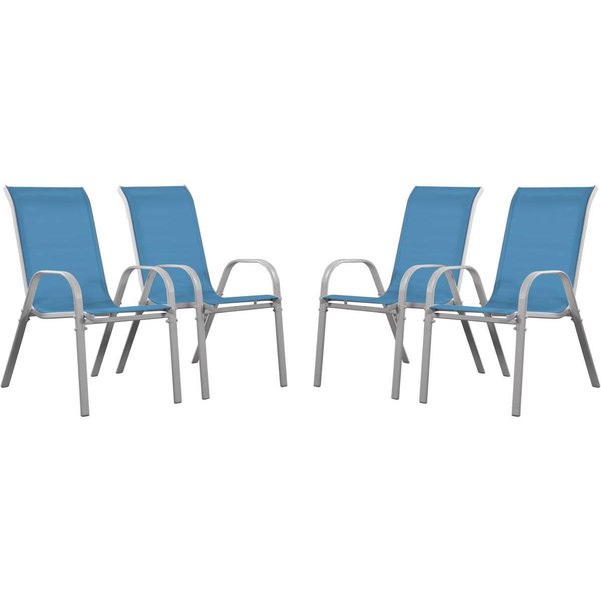 Habitat et Jardin Fauteuil jardin Textilène  Cordoba  - Phoenix - Bleu - Lot de 4