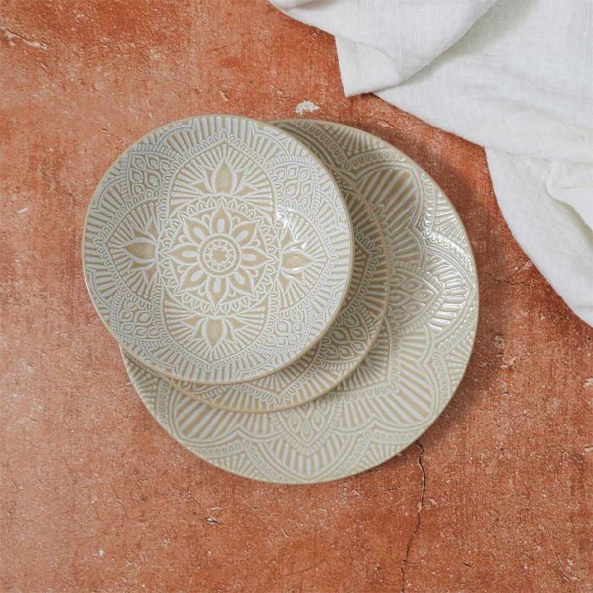 Paris Prix Lot de 6 Assiettes Plates  Sahara  27cm Beige