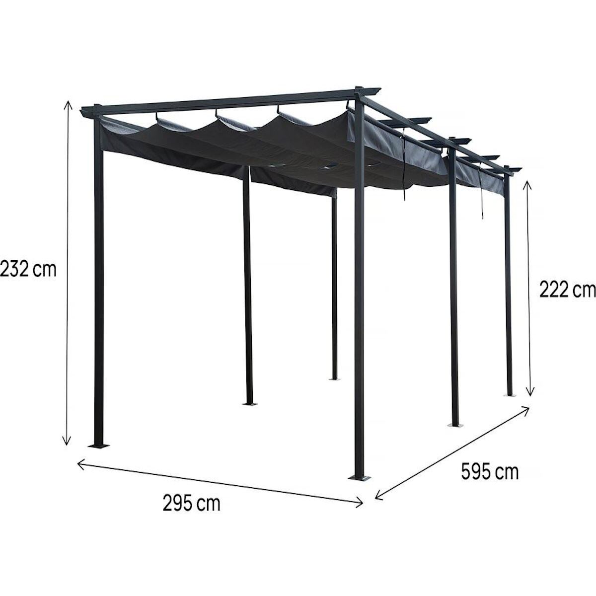Habitat et Jardin Pergola en métal avec toit rétractable - 3 x 6 m - Anthracite