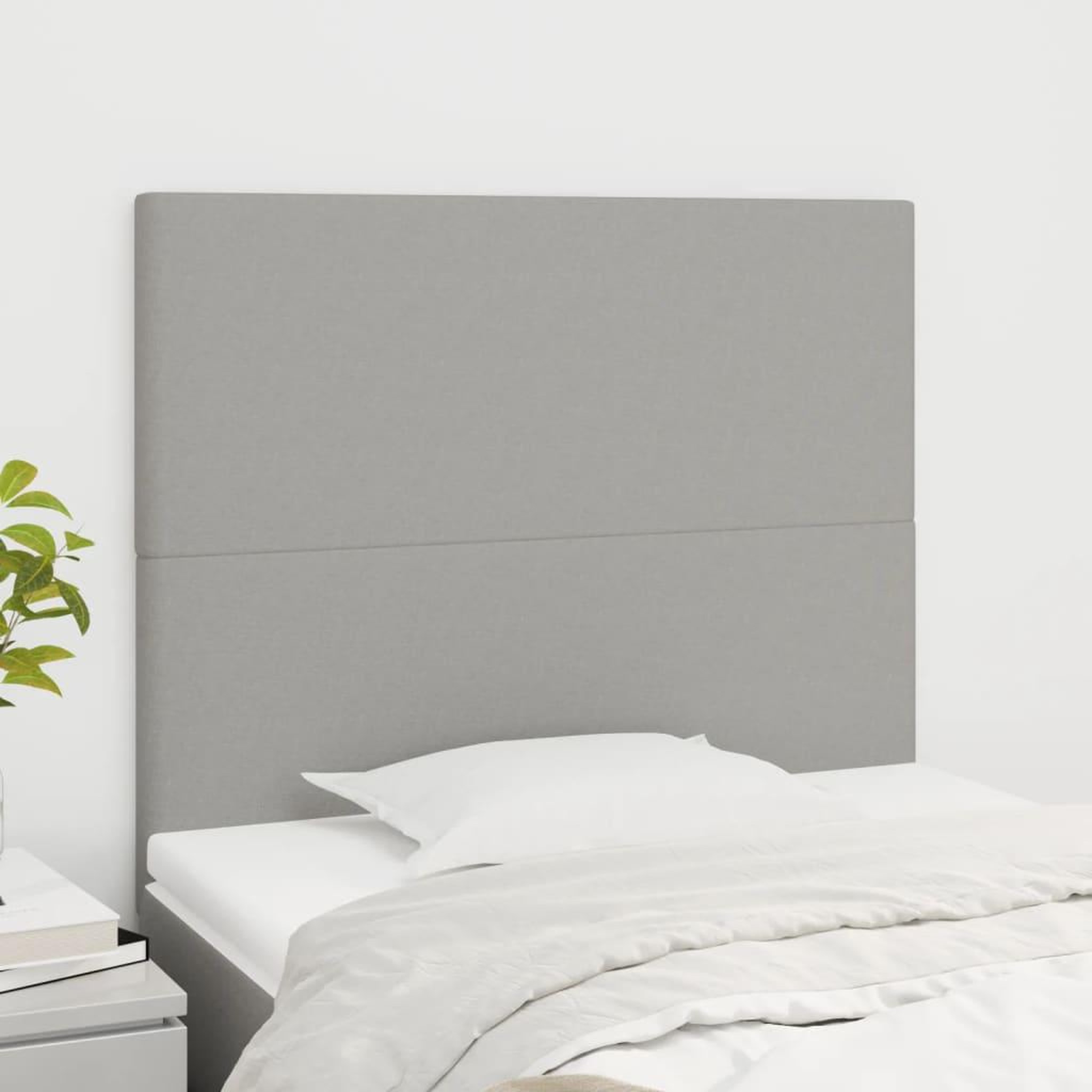 Voir la diapositive 1 : VIDAXL Tetes de lit 2 pcs Gris clair 100x5x78/88 cm Tissu