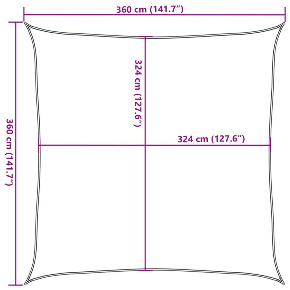 VIDAXL Voile d'ombrage 160 g/m^2 Vert clair 3,6x3,6 m PEHD
