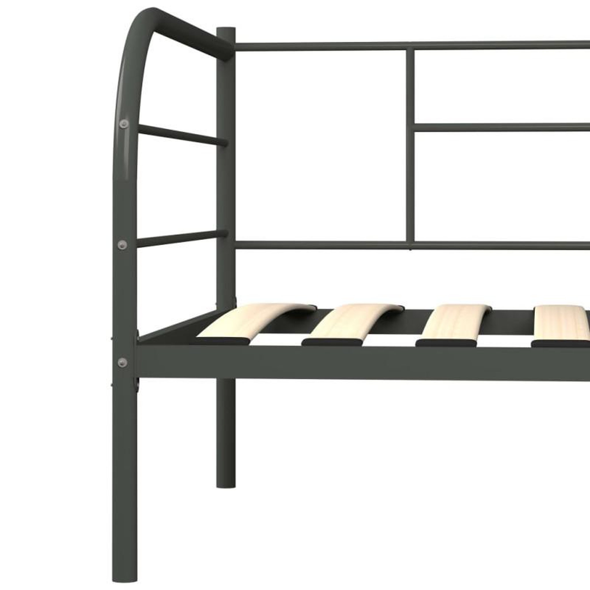 Voir la diapositive 6 : VIDAXL Cadre de lit de repos sans matelas gris métal 90x200 cm