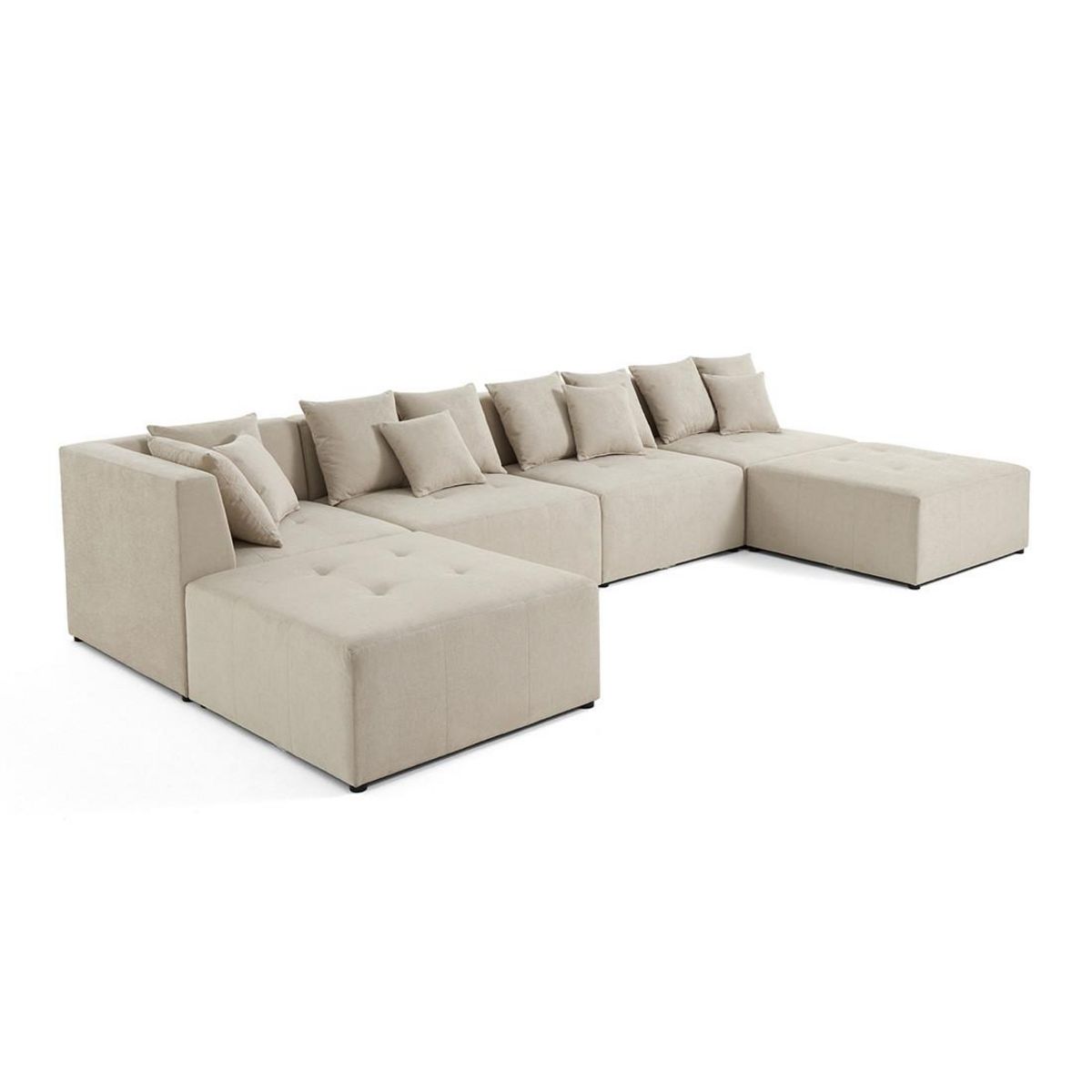 LISA DESIGN Amalfi - canapé modulable panoramique en u - 7 places - en tissu