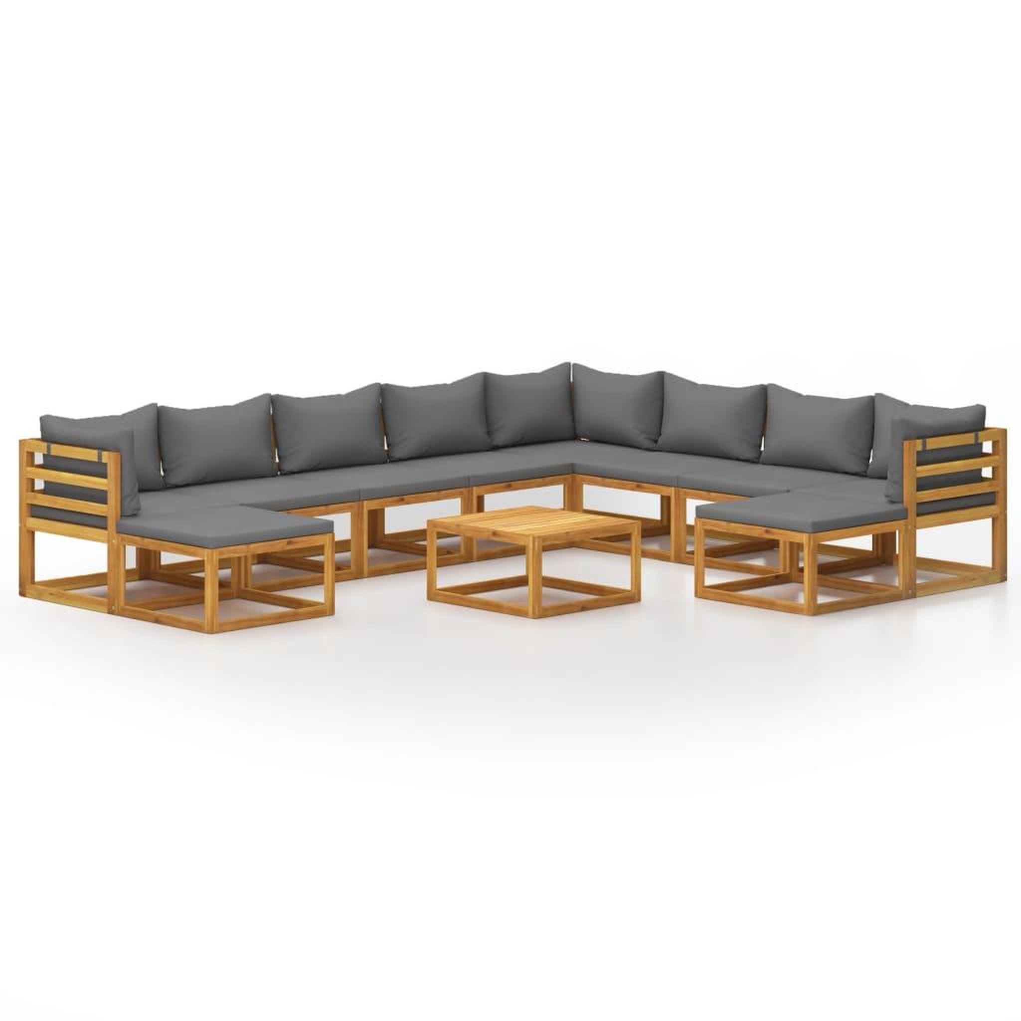 Voir la diapositive 2 : VIDAXL Salon de jardin 11 pcs avec coussin Bois d'acacia solide