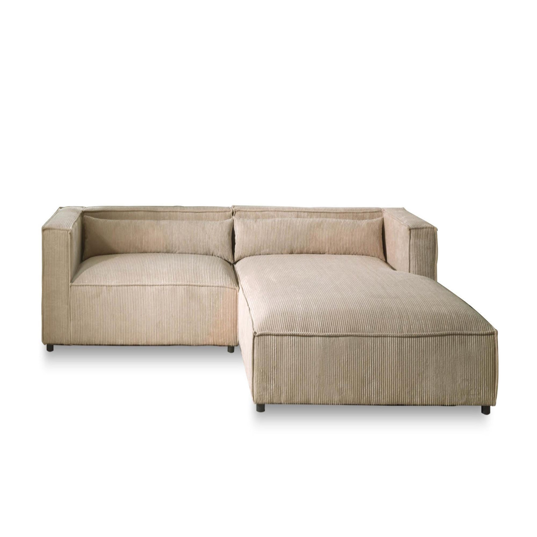 Voir la diapositive 1 : BEST MOBILIER Ela - canapé d'angle droit 4 places - en velours côtelé - style contemporain