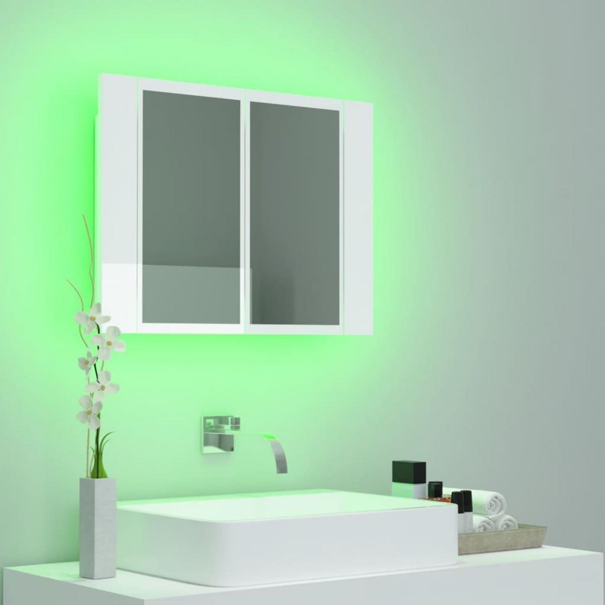 VIDAXL Armoire a miroir de bain a LED Blanc brillant Acrylique
