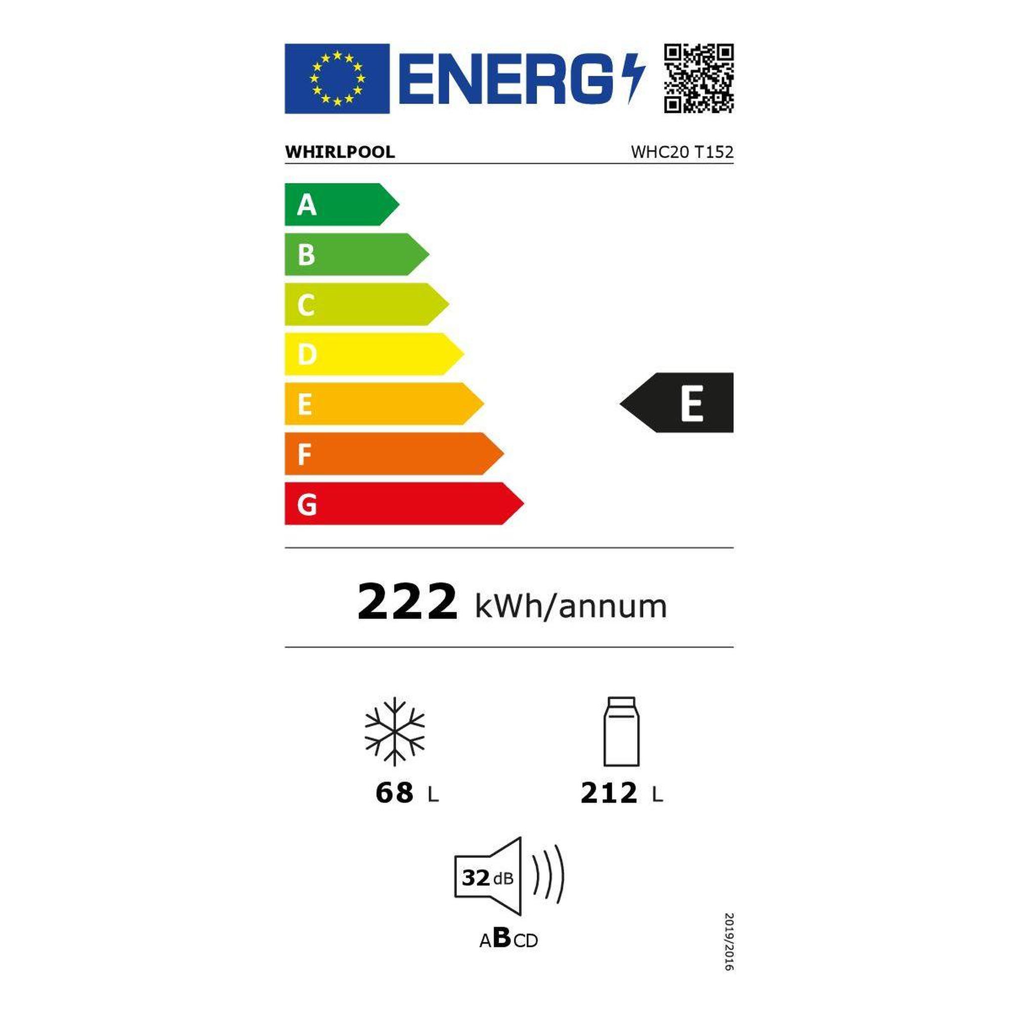 Voir la diapositive 6 : Whirlpool Réfrigérateur combiné encastrable WHC20T152 Supreme Silence 193cm
