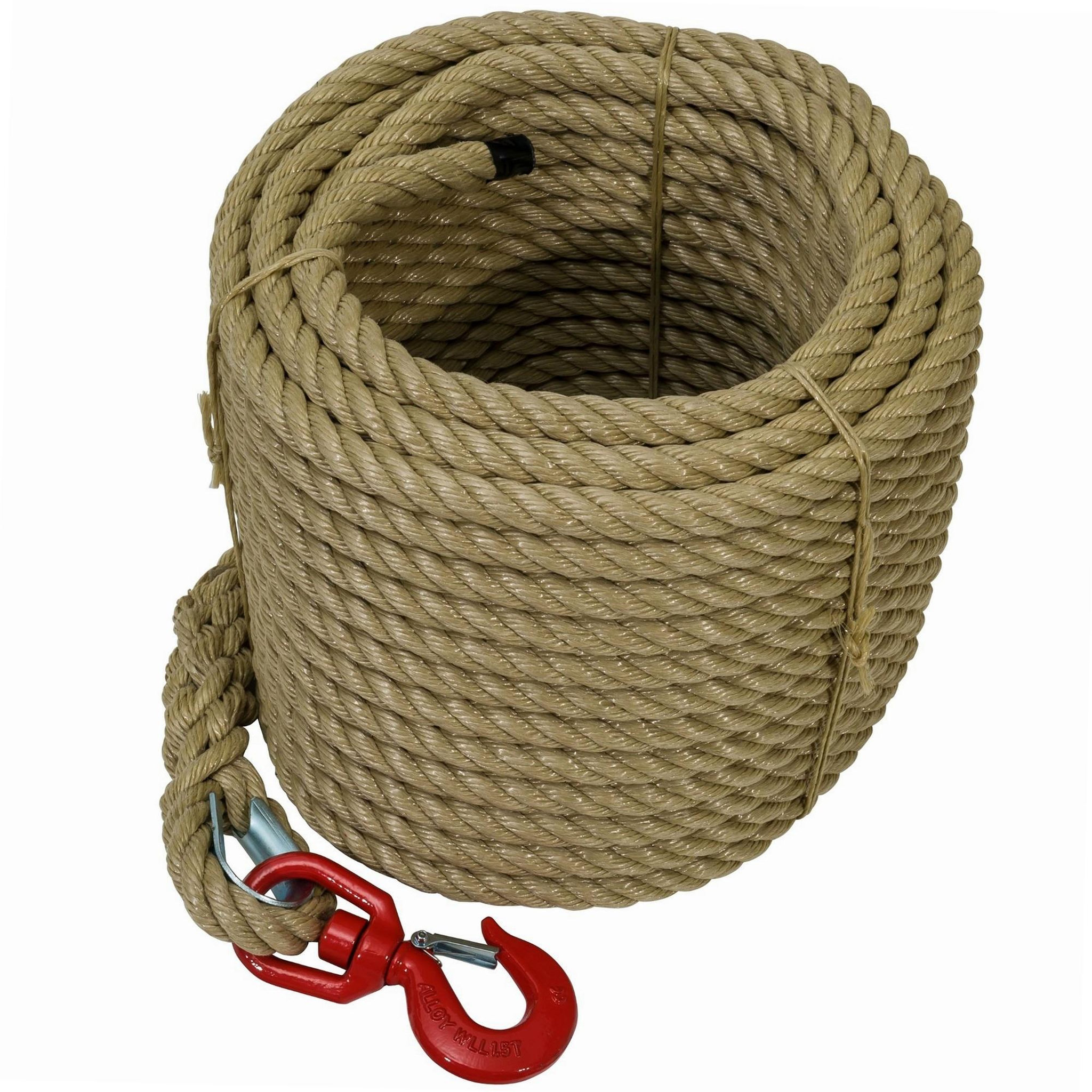 Voir la diapositive 4 : WERKAPRO Corde à poulie avec crochet  Ø20mm x 30 m  WERKA PRO