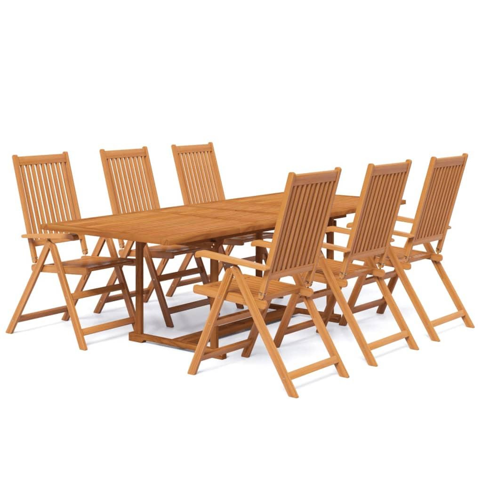 Voir la diapositive 2 : VIDAXL Ensemble a manger de jardin 7 pcs Bois d'acacia massif 160-240 cm