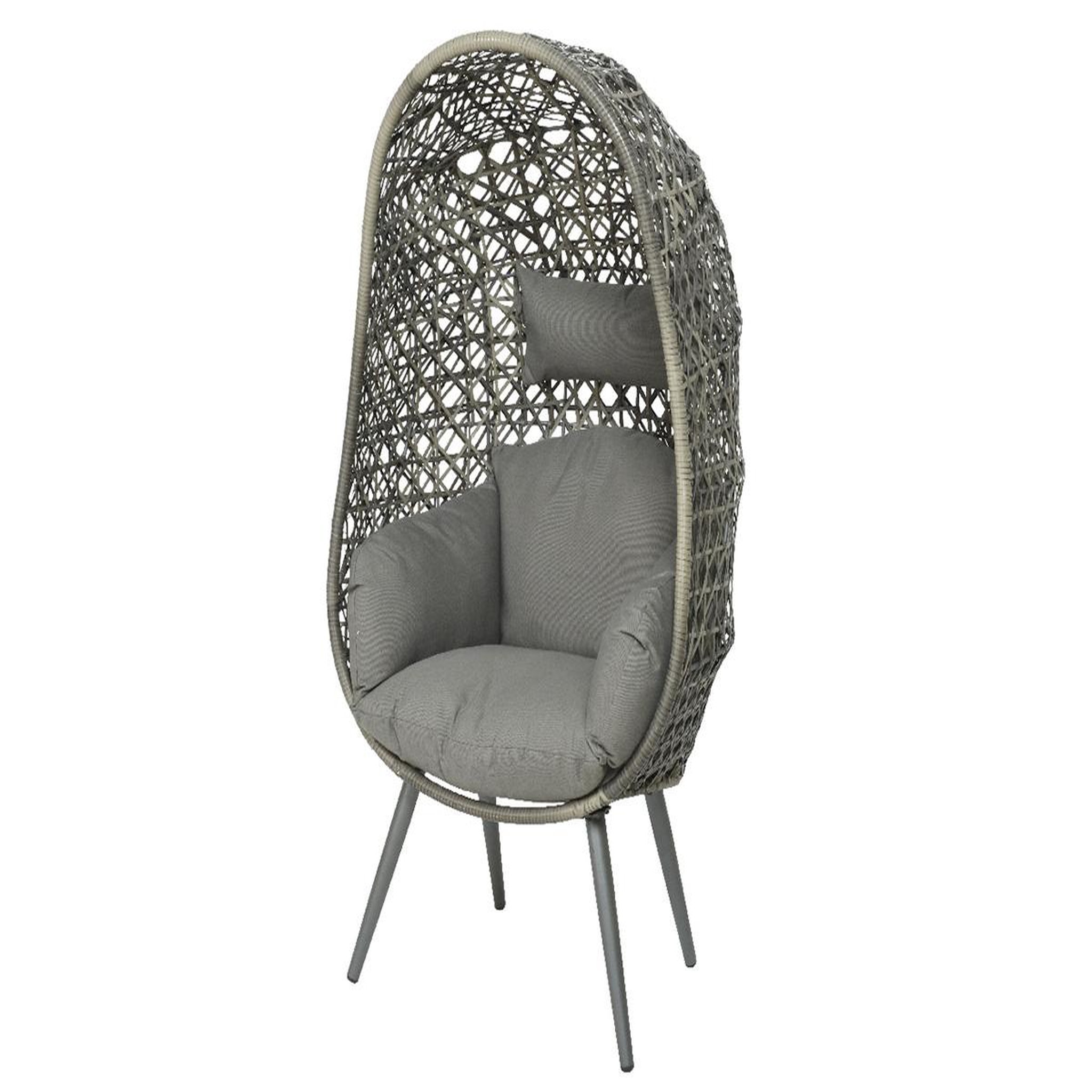JARDIDECO Fauteuil de jardin sur pieds œuf de jardin en résine tressée gris clair palermo - jardideco