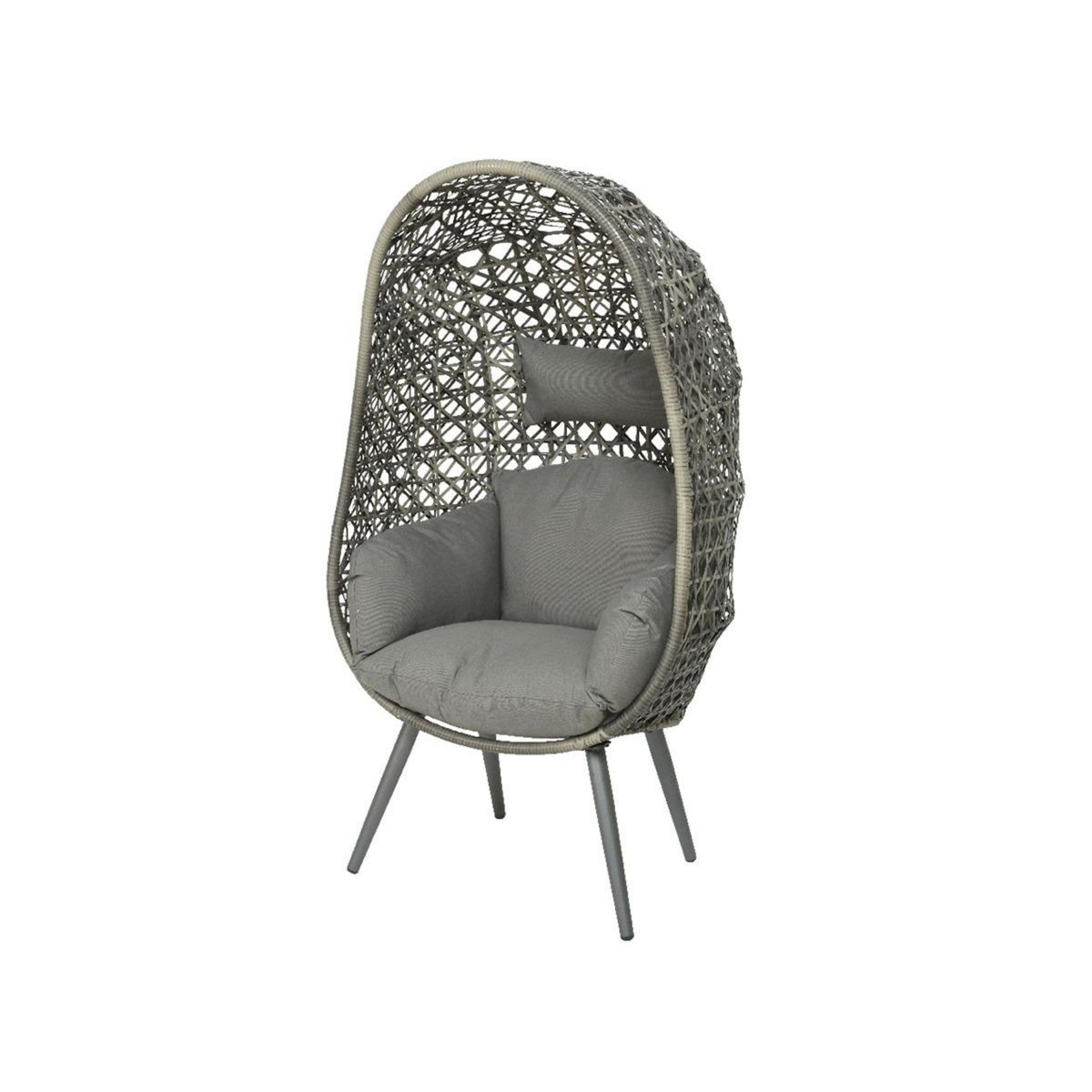 JARDIDECO Fauteuil de jardin sur pieds œuf de jardin en résine tressée gris clair Palermo - Jardideco