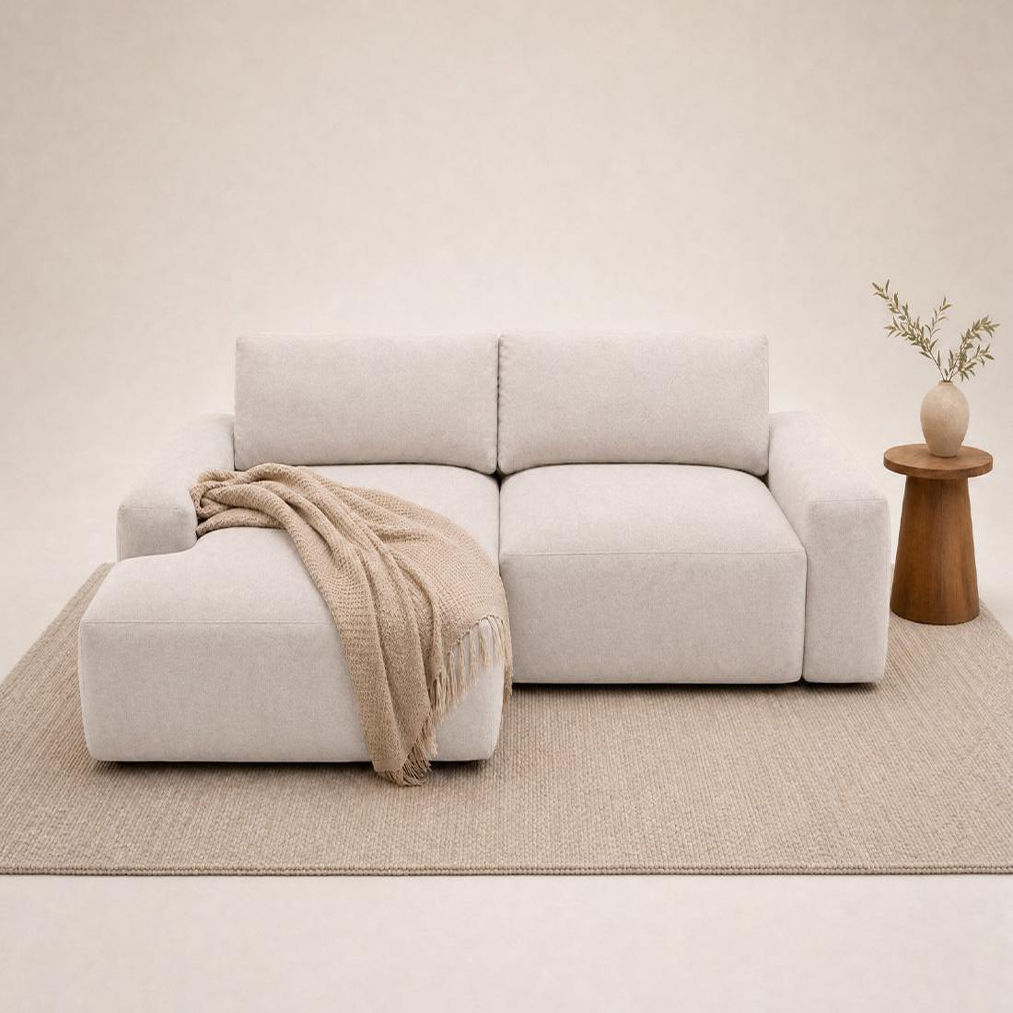 Voir la diapositive 2 : BEST MOBILIER Tama - canapé d'angle gauche 4 places convertible avec coffre en tissu