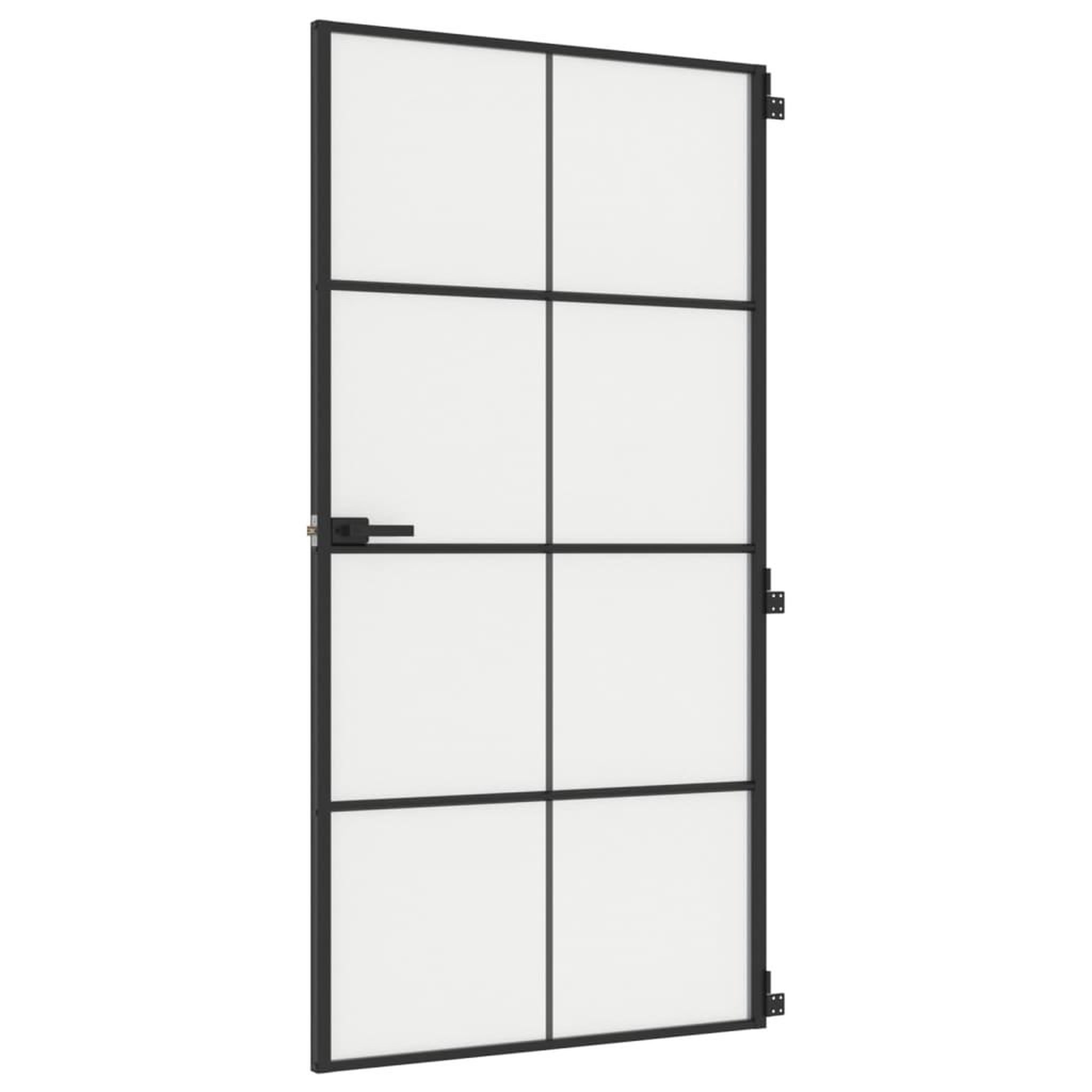 Voir la diapositive 2 : VIDAXL Porte interieure mince noir verre trempe aluminium