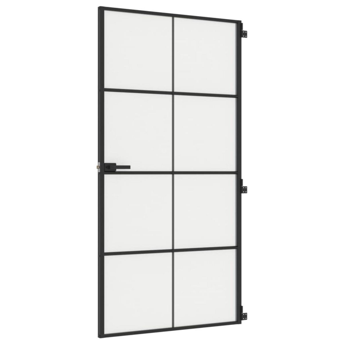 VIDAXL Porte interieure mince noir verre trempe aluminium