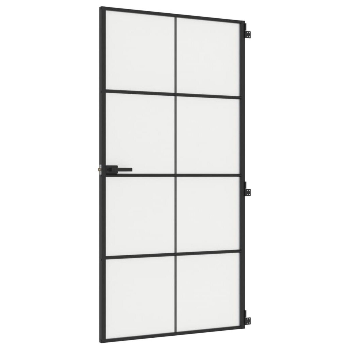 VIDAXL Porte interieure mince noir verre trempe aluminium