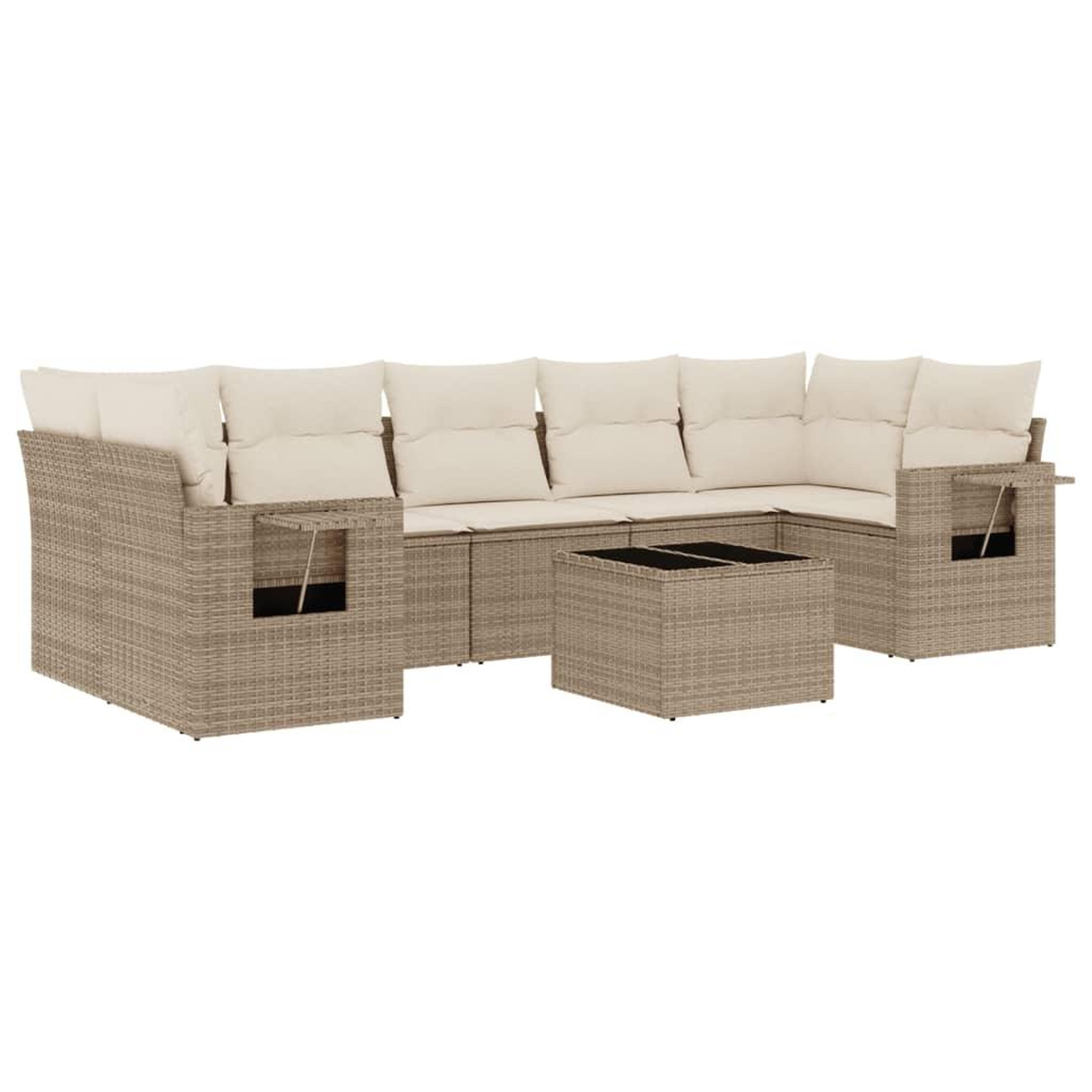 Voir la diapositive 2 : VIDAXL Salon de jardin avec coussins 8 pcs beige resine tressee