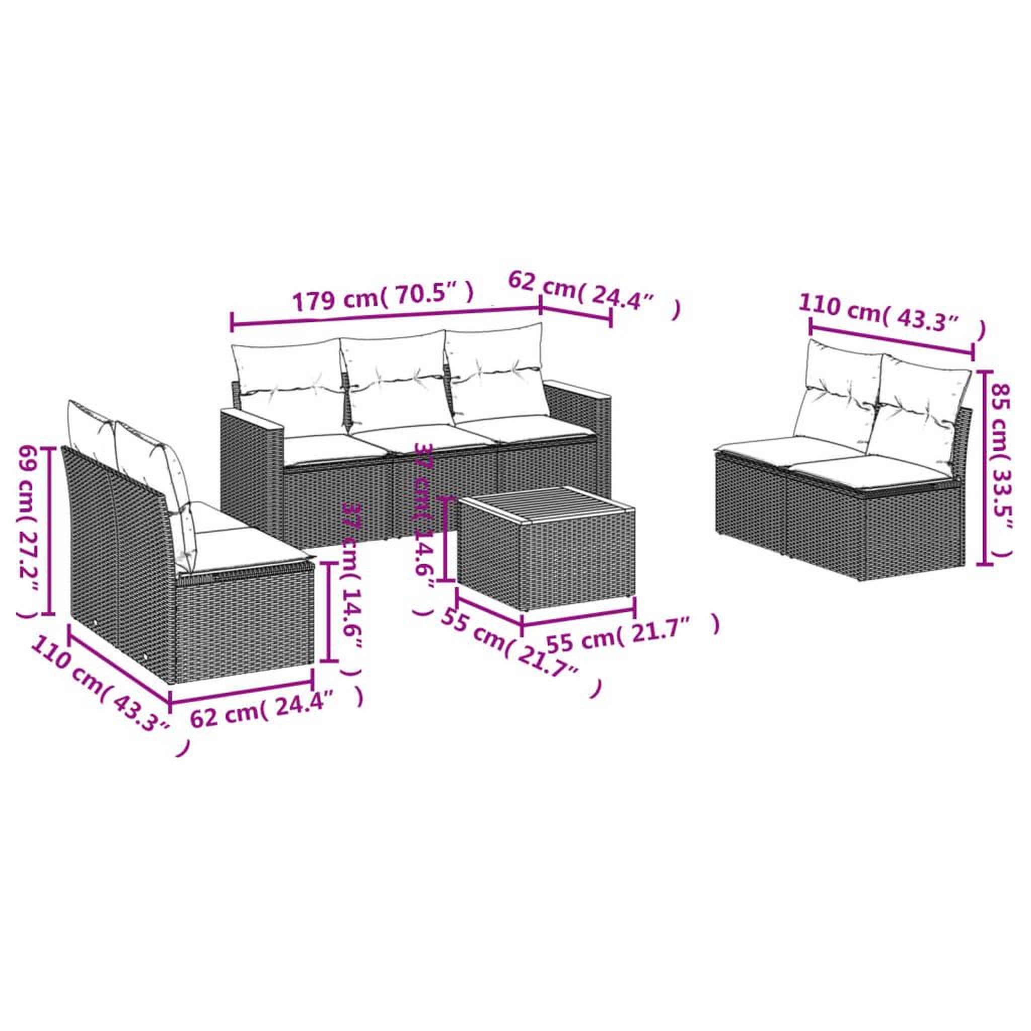Voir la diapositive 6 : VIDAXL Salon de jardin 8 pcs avec coussins noir resine tressee