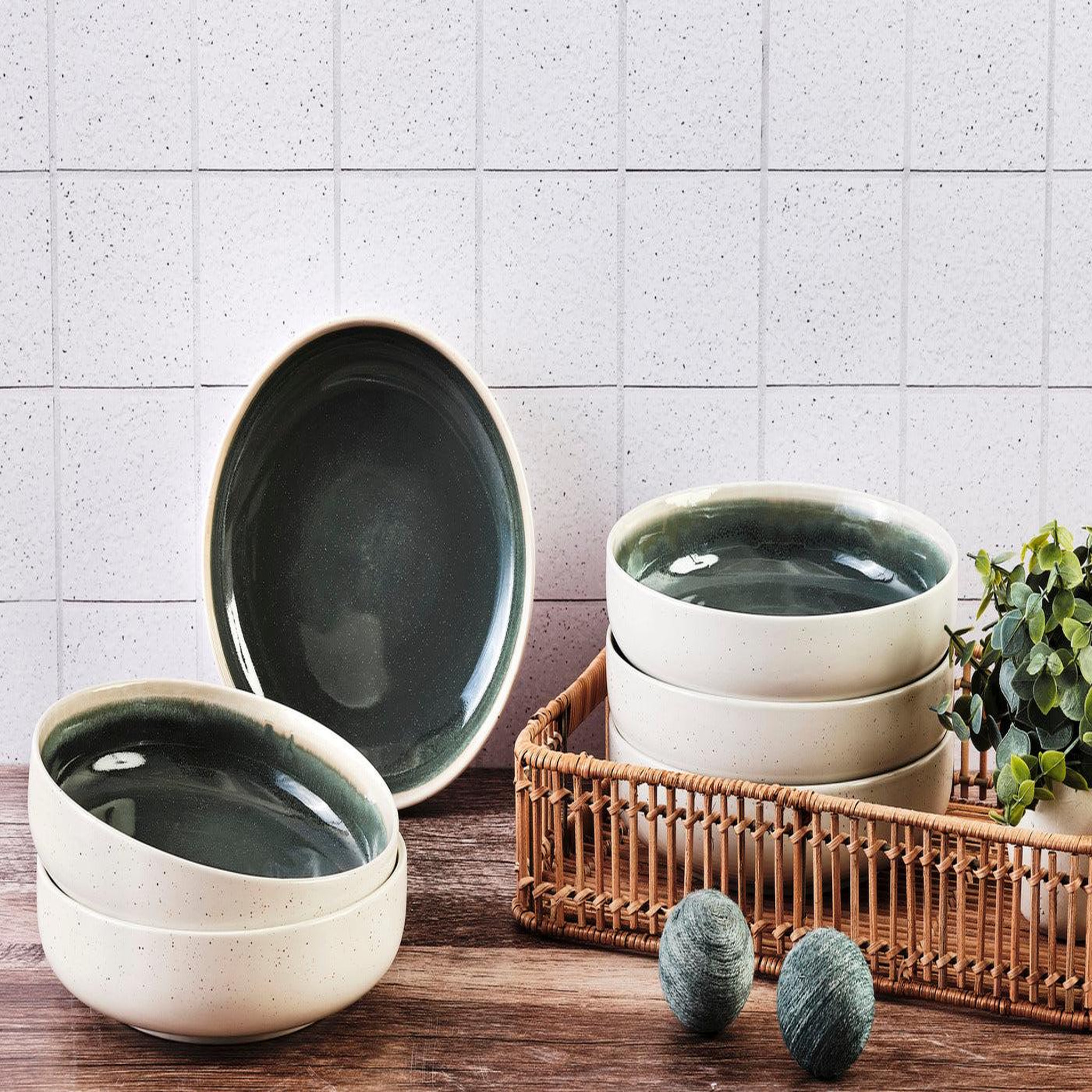 Voir la diapositive 2 : BJORN Bol oxygen ø22cm - 6 pièces - vert de gris