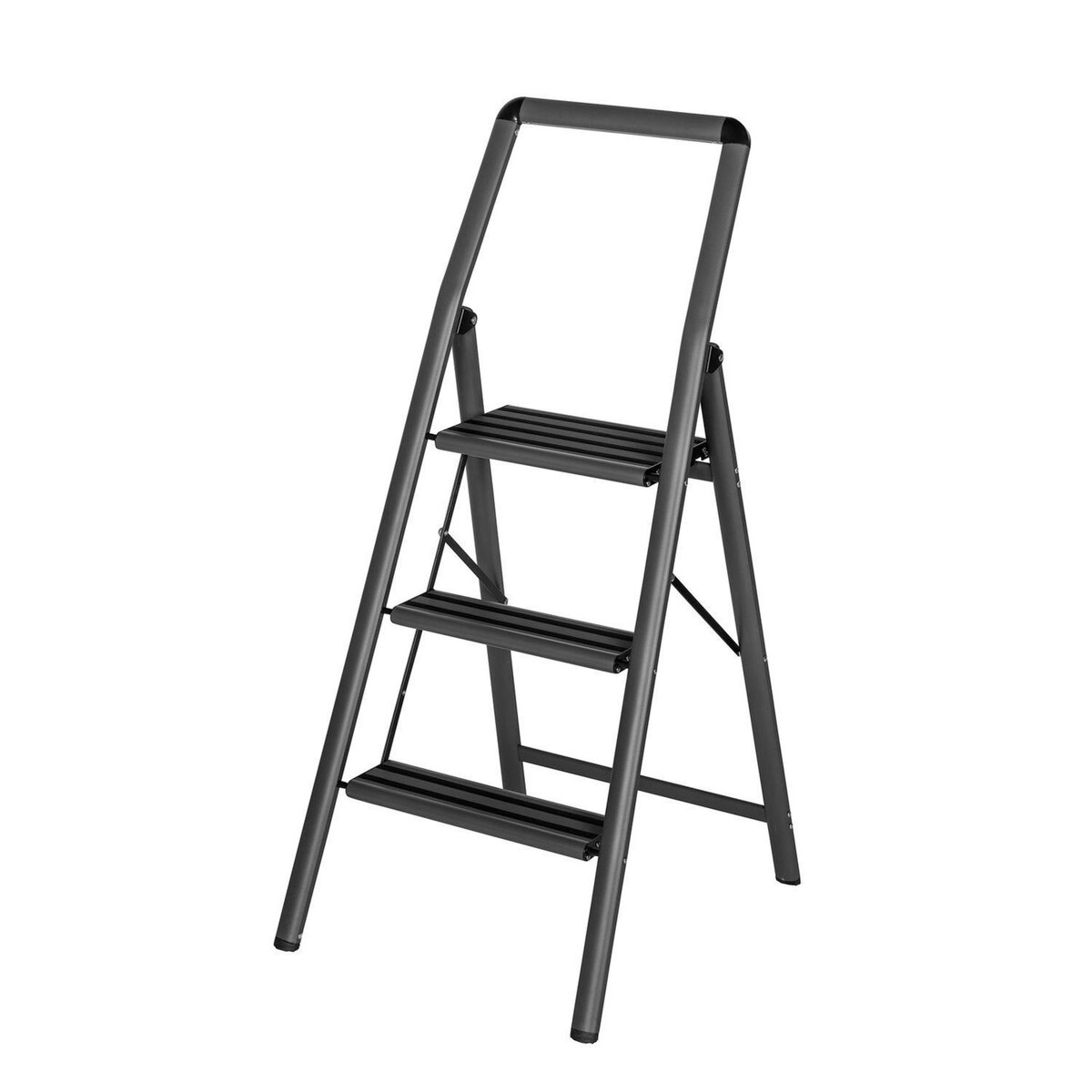 Wenko Escabeau 3 marches pliable en aluminium - Gris