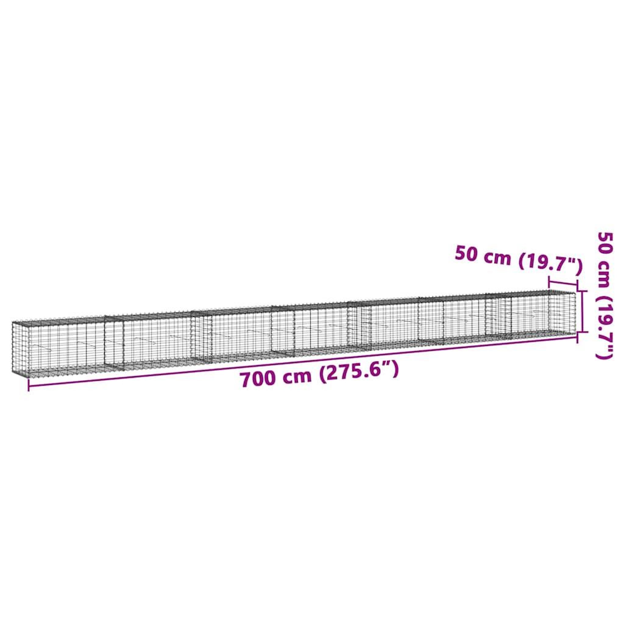 Voir la diapositive 6 : VIDAXL Panier gabion avec couvercle 700x50x50 cm fer galvanise