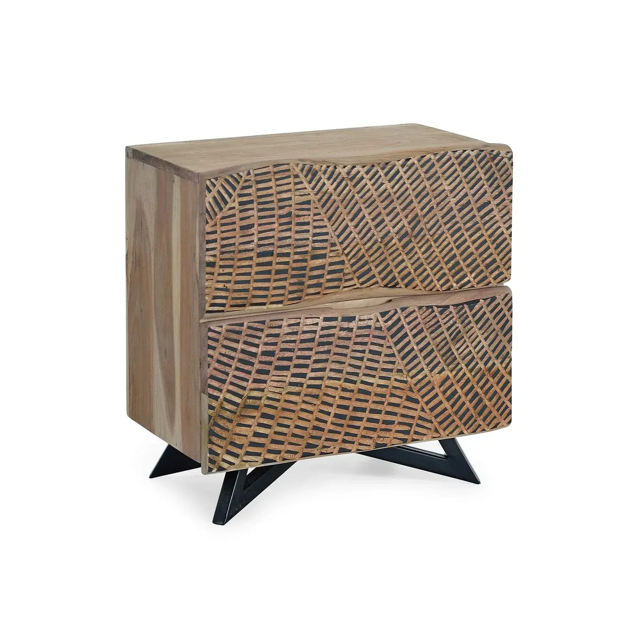 Voir la diapositive 3 : GINER Y COLOMER SL Table de chevet en bois d'acacia 57 cm style rustique moderne