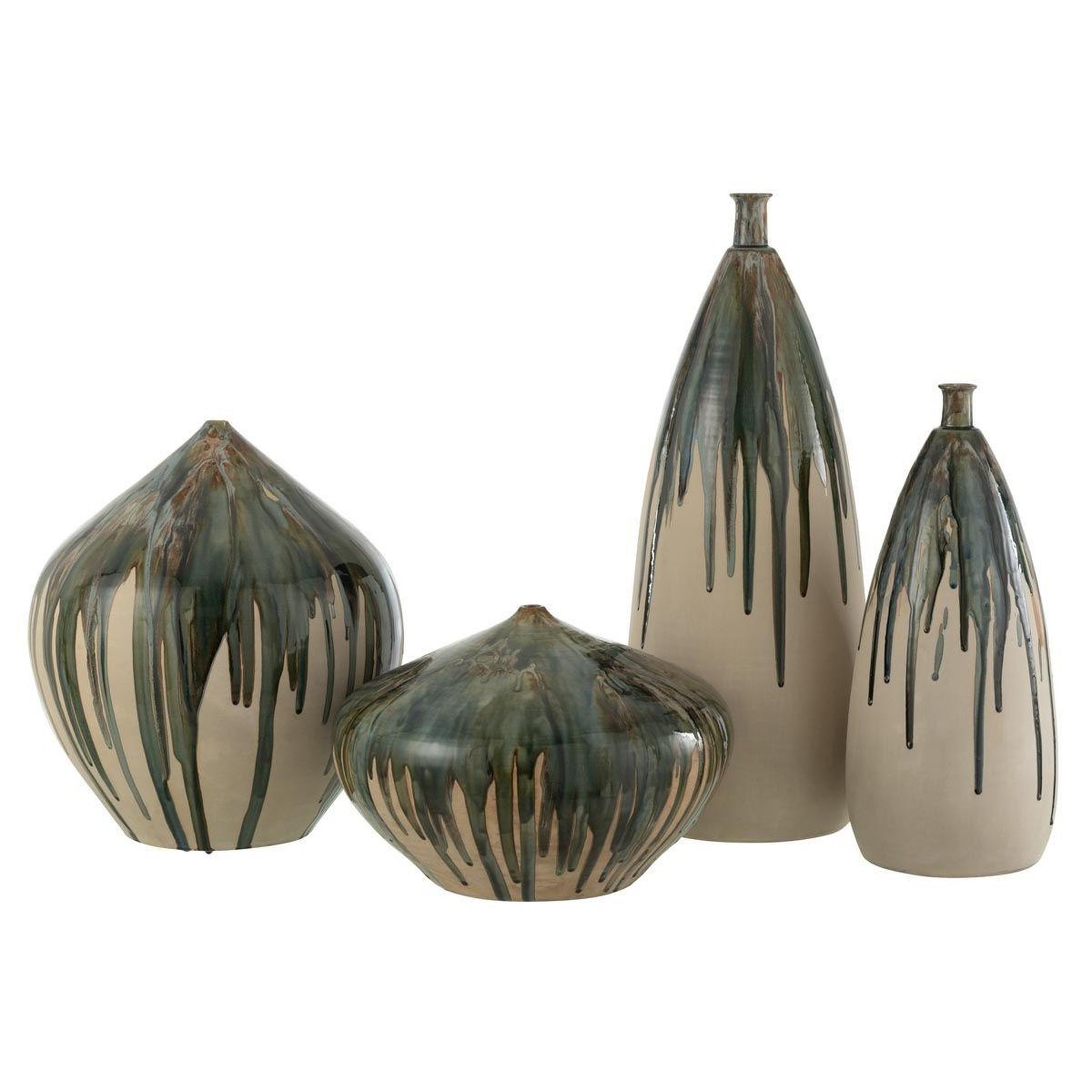 Voir la diapositive 3 : J-LINE Vase haut en céramique  peinture  45cm vert