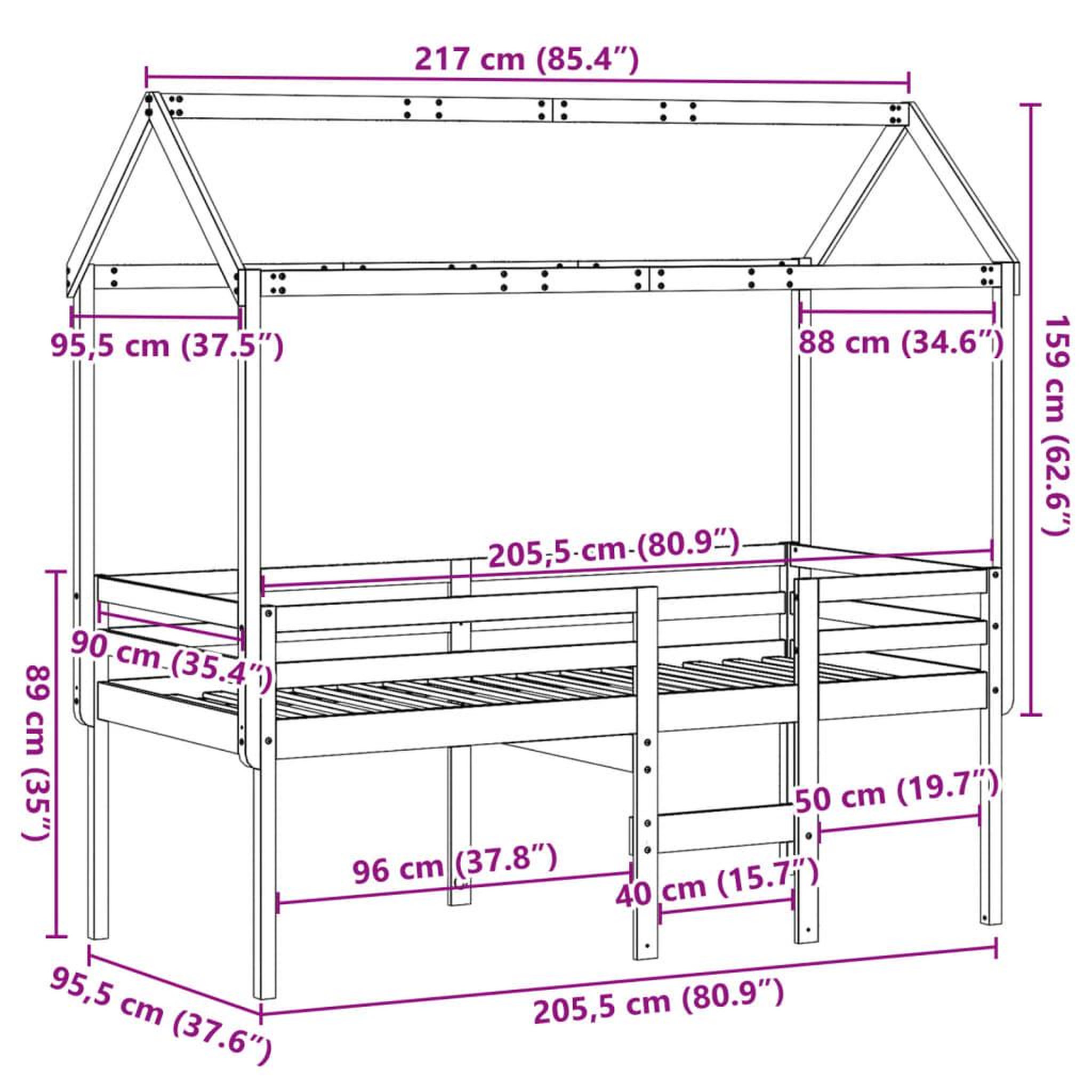 Voir la diapositive 6 : VIDAXL Lit haut sans matelas blanc 90x200 cm bois de pin massif
