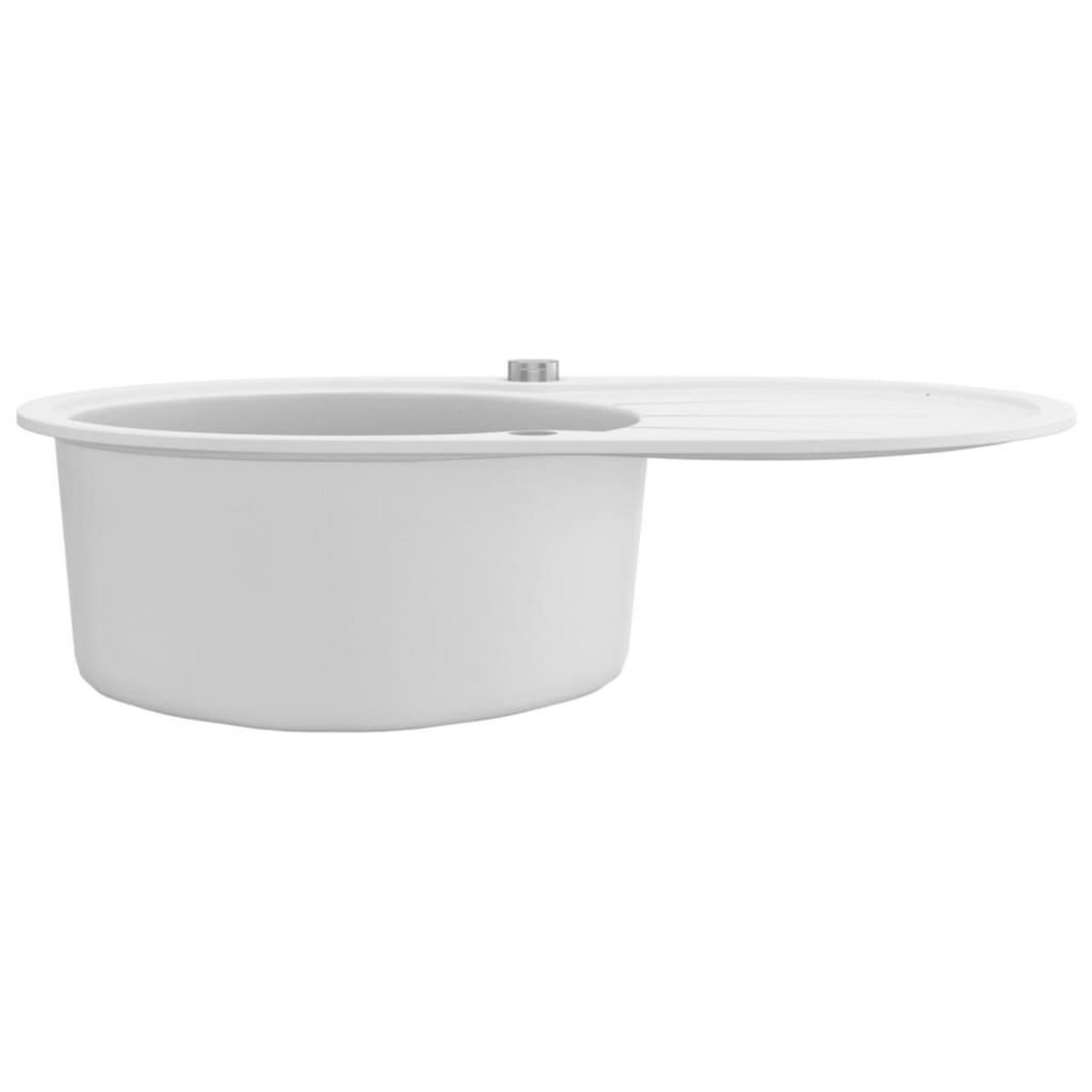 VIDAXL Evier de cuisine Granit Seul lavabo Ovale Blanc