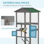 Voir la diapositive 5 : PAWHUT Cage à oiseaux volière grande taille 2 portes toit asphalte tiroir amovible bois gris
