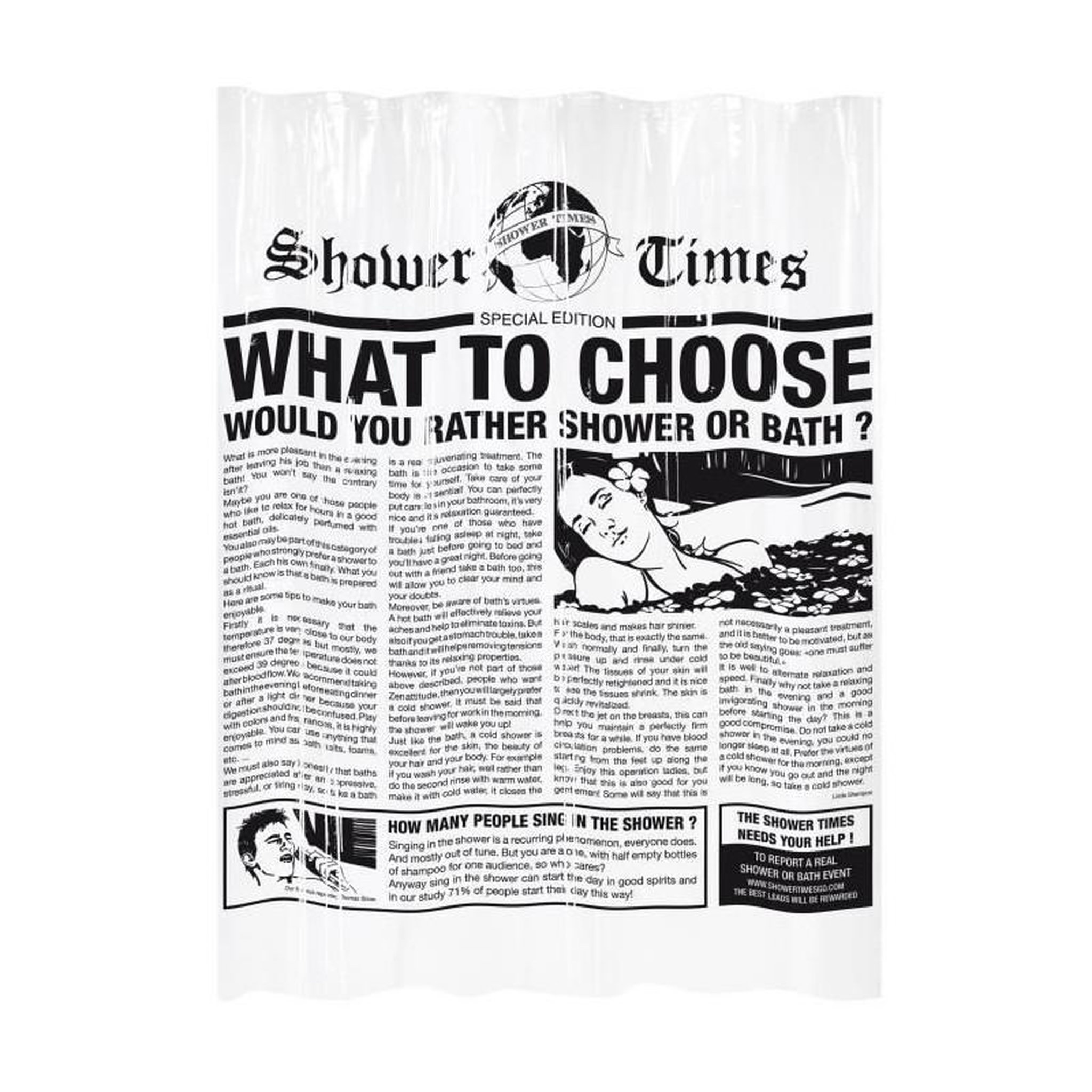 GELCO GELCO Rideau de douche Gazette 180 x 200 cm noir