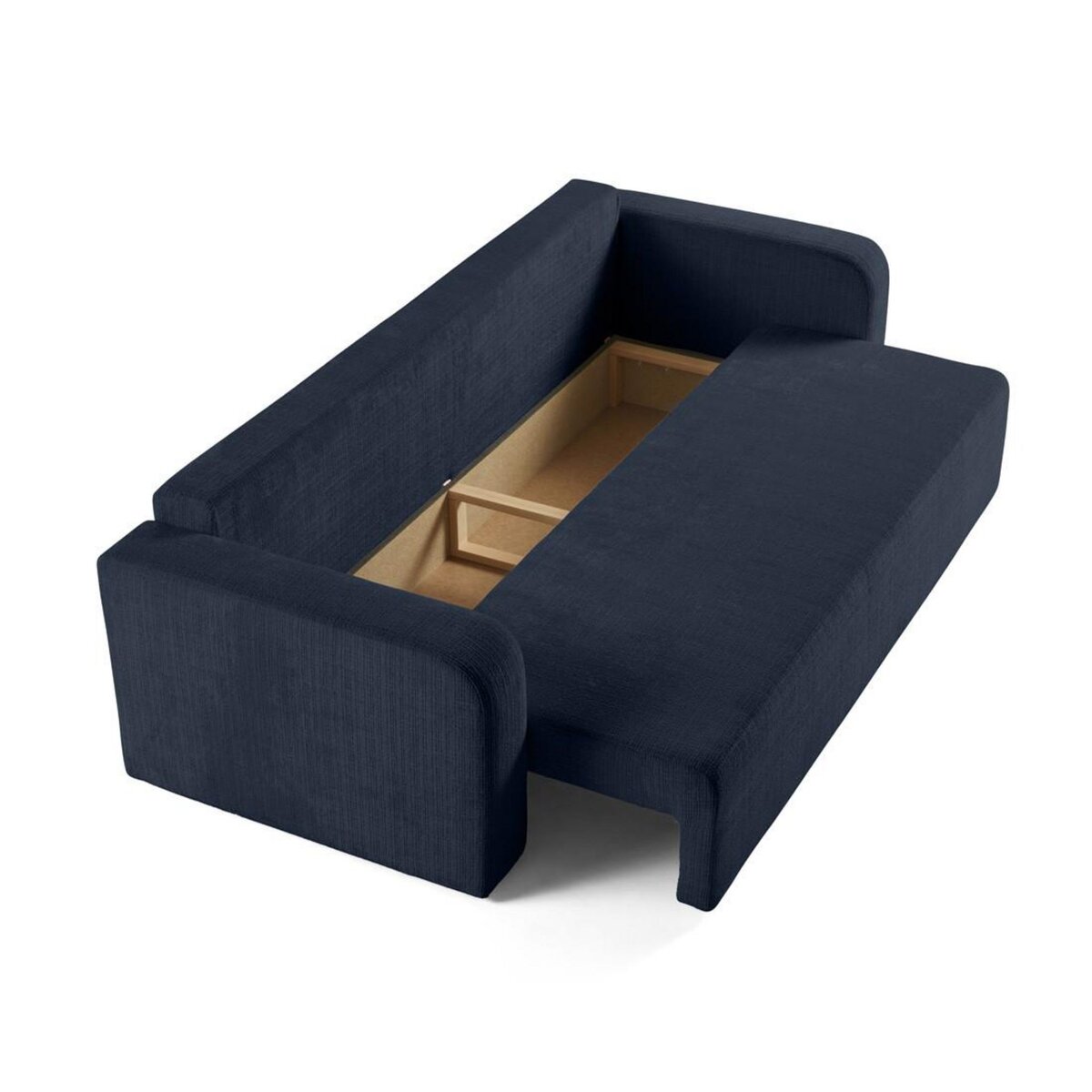 BEST MOBILIER Miro - canapé droit 3 places - convertible avec coffre - en velours texturé