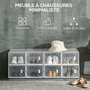 Voir la diapositive 5 : HOMCOM Lot de 8 boites cubes rangement à chaussures modulable avec portes transparentes - dim. 25L x 35l x 19H cm - PP blanc transparent