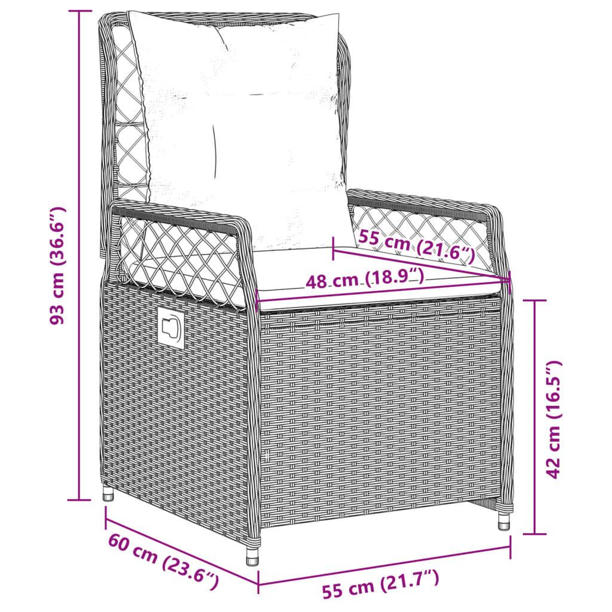 Voir la diapositive 6 : VIDAXL Chaises inclinables de jardin lot de2 gris clair resine tressee