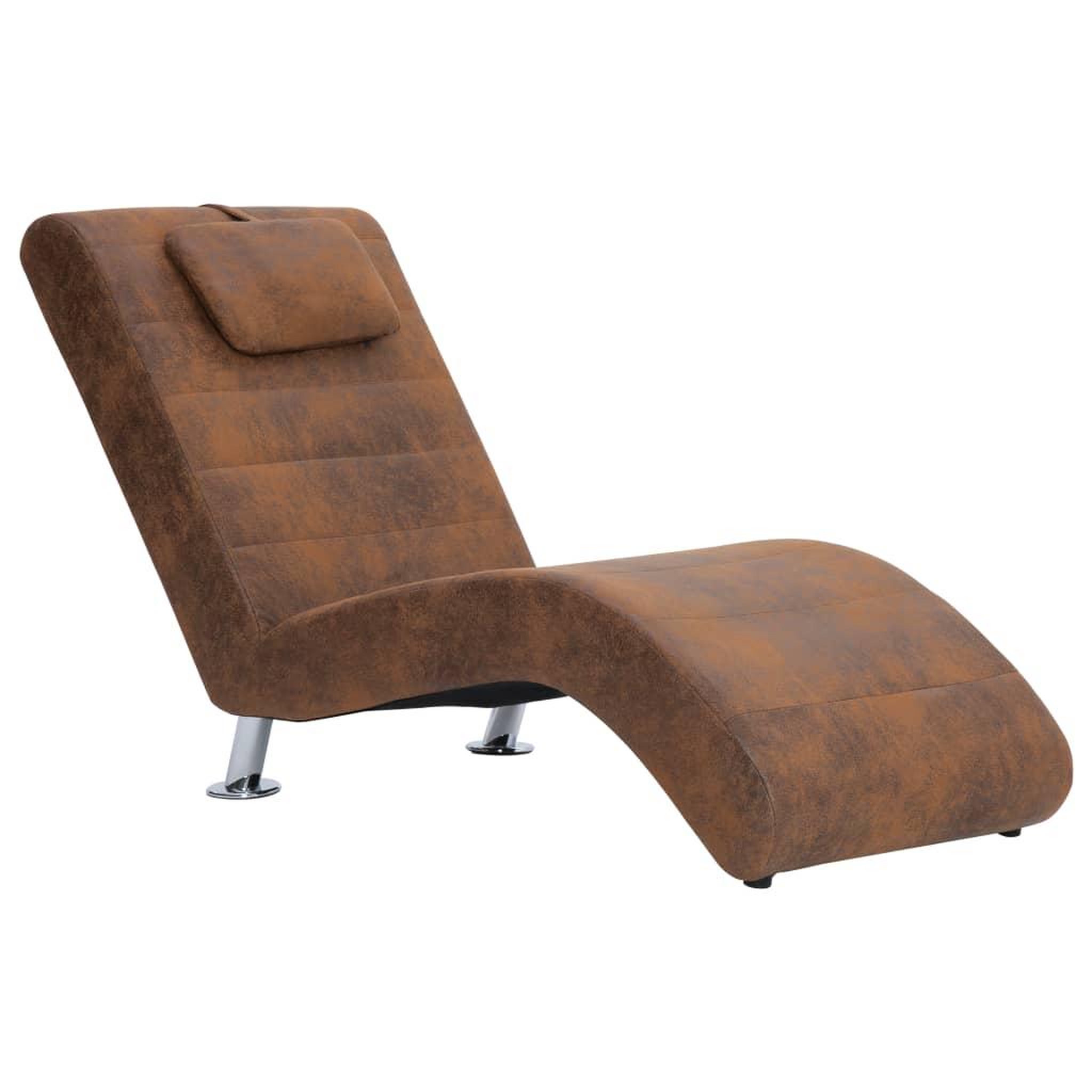 Voir la diapositive 2 : VIDAXL Chaise longue avec oreiller marron Similicuir daim