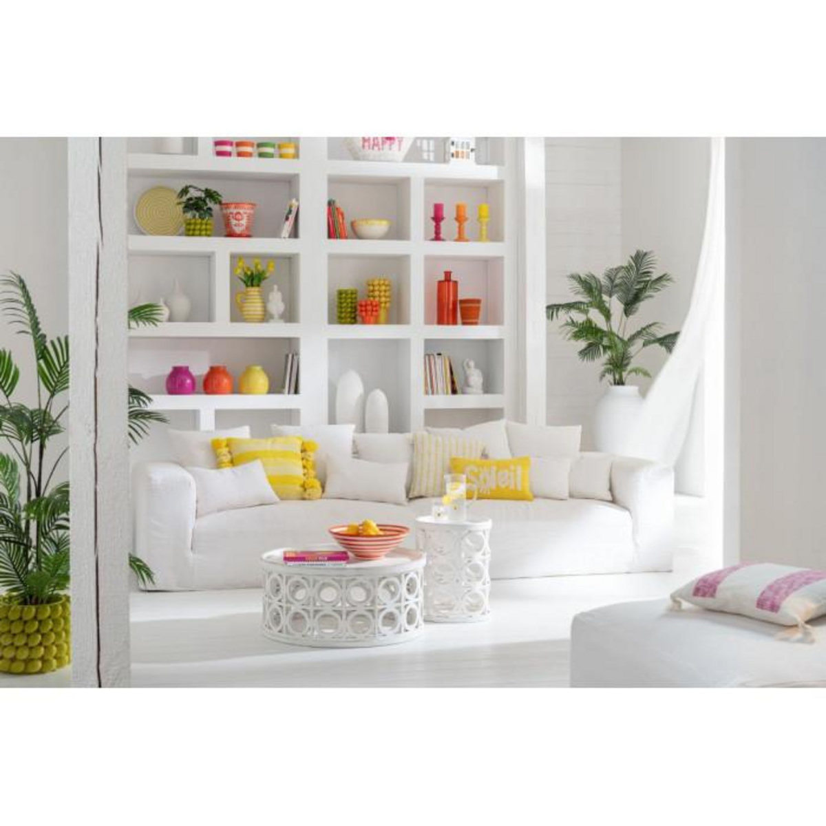 Paris Prix Coussin Déco Tufté Soleil  Polly  30x50cm Jaune