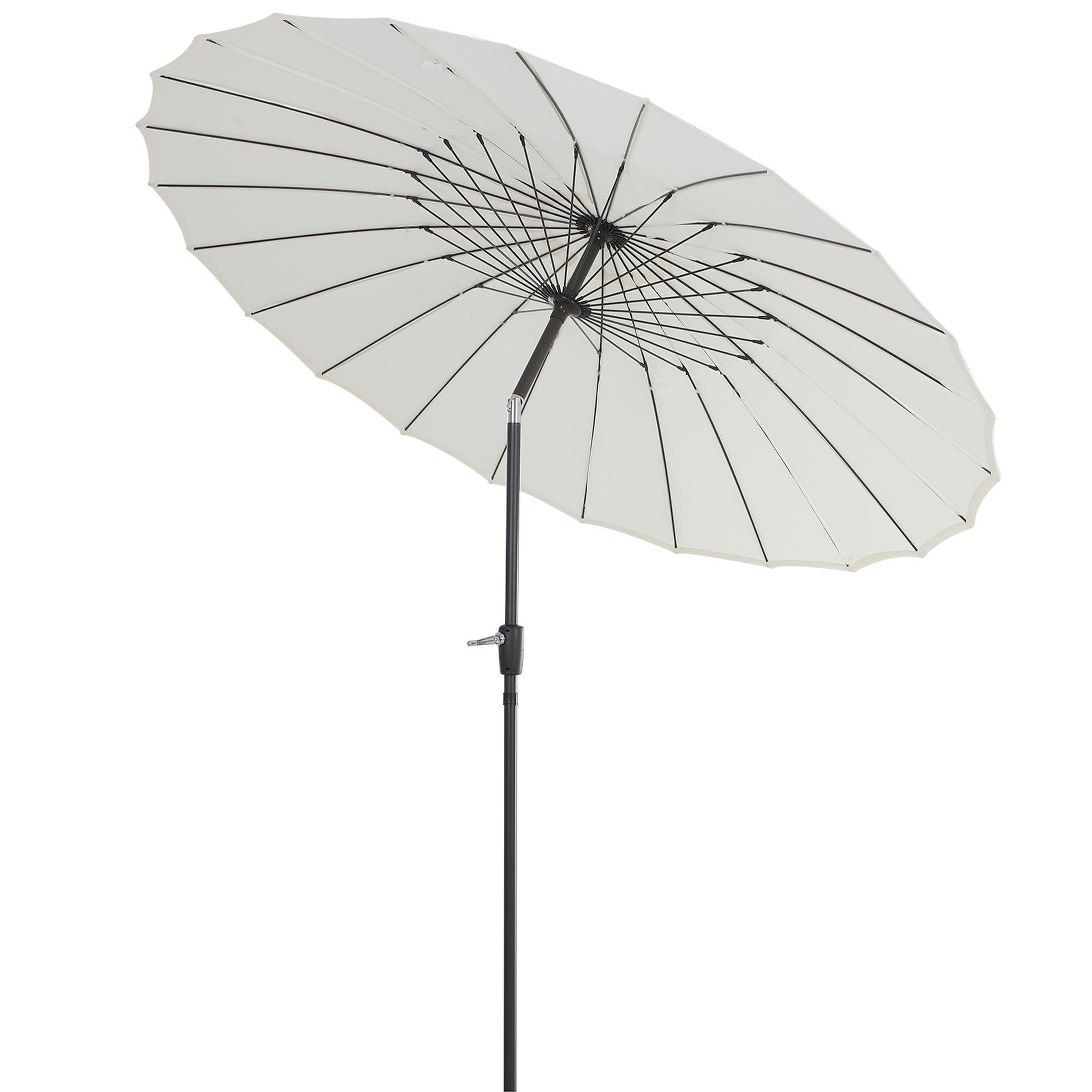 Voir la diapositive 1 : OUTSUNNY Parasol inclinable rond avec manivelle aluminium fibre de verre polyester diamètre 2,60 m coloris crème