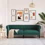Voir la diapositive 3 : VIDAXL Canape Chesterfield 3 places vert fonce tissu