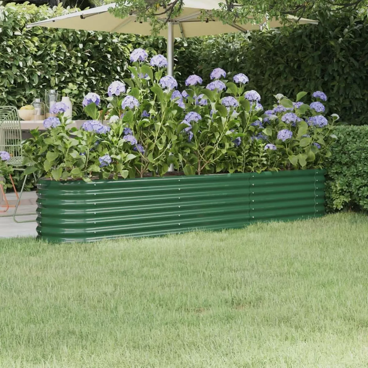 VIDAXL Lit sureleve de jardin Acier enduit de poudre 224x40x36 cm Vert