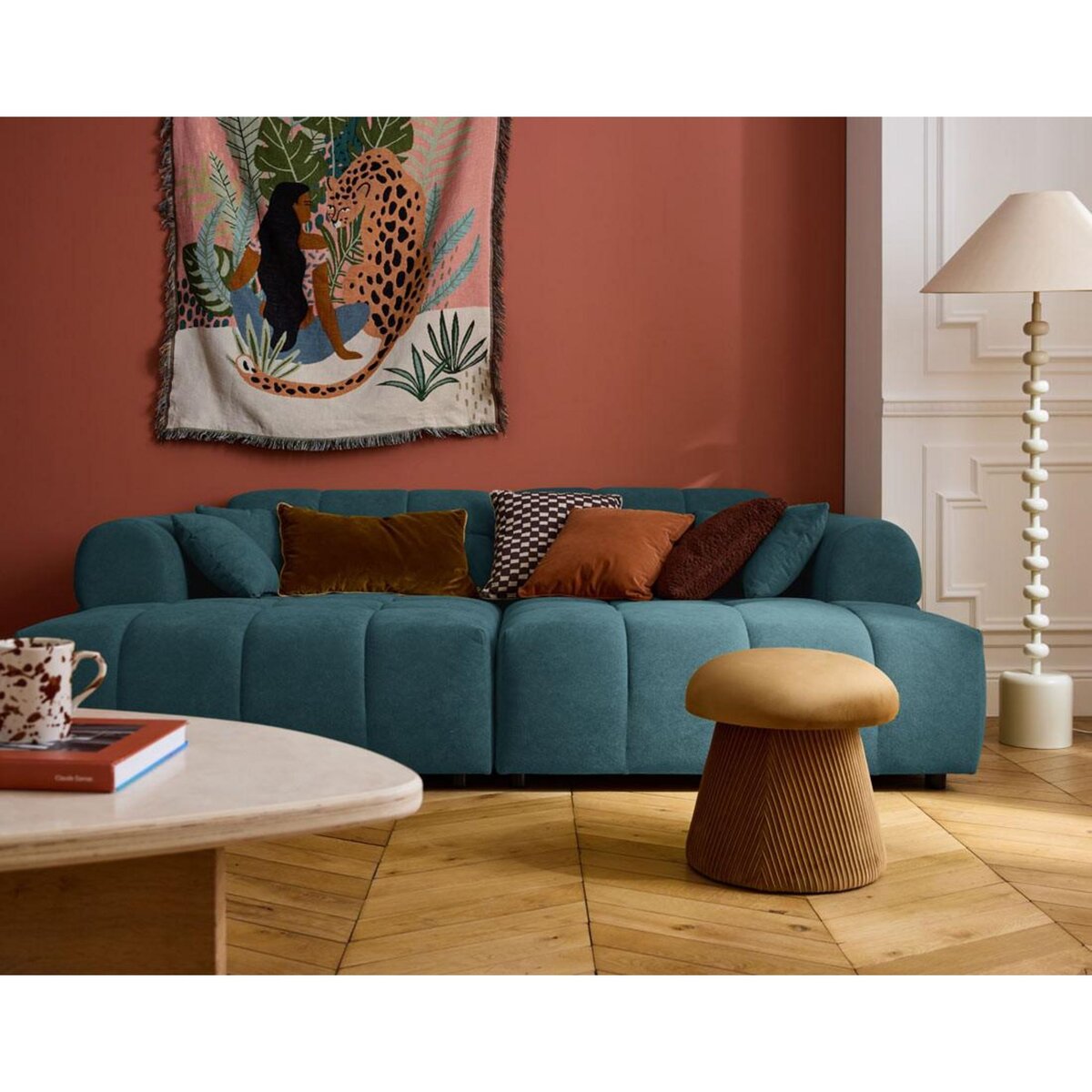 BEST MOBILIER Topaze - canapé d'angle déhoussable réversible 4 places en velours