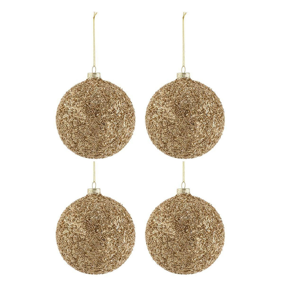Paris Prix Lot de 4 Boules de Noël  Paillettes  10cm Or