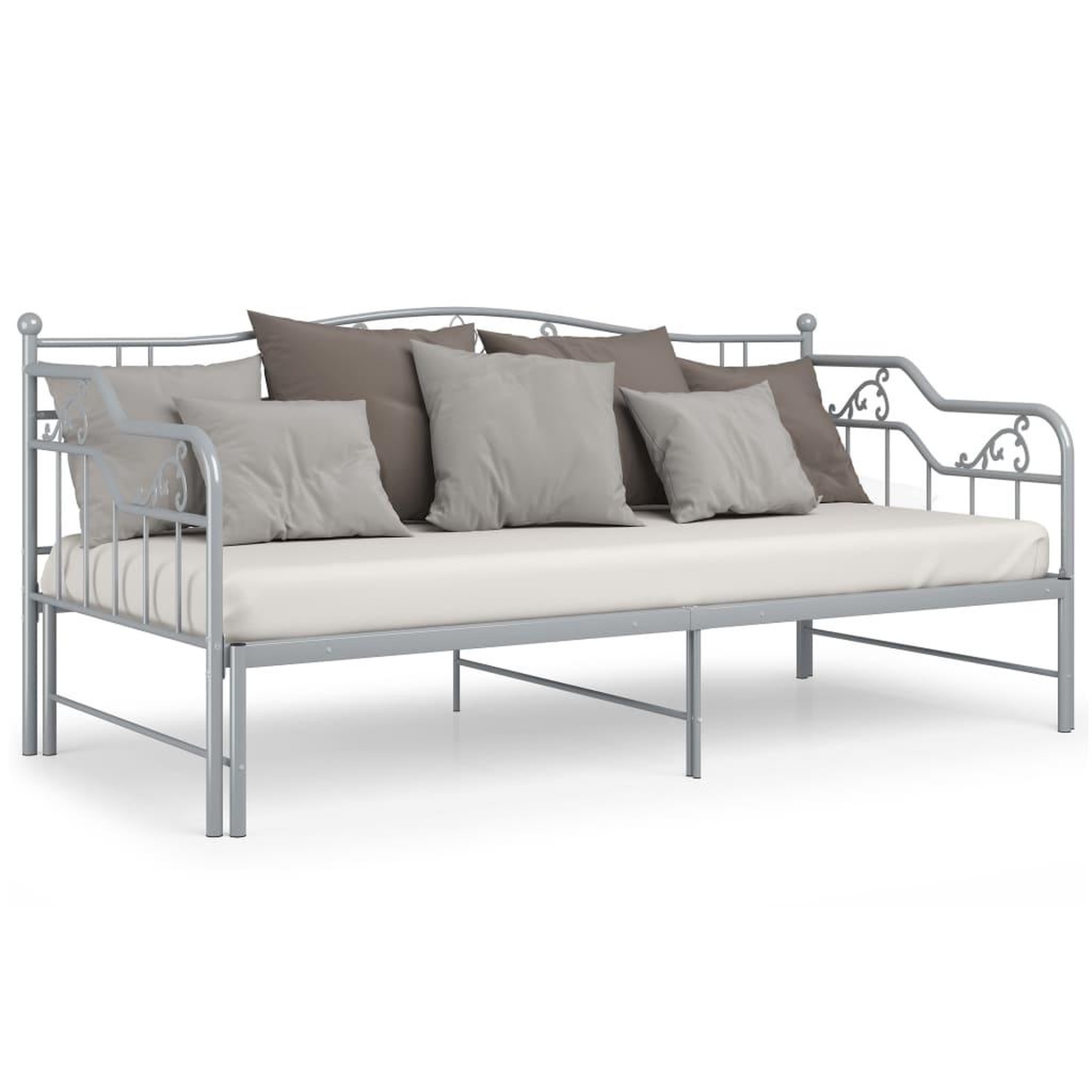 Voir la diapositive 4 : VIDAXL Cadre de canape-lit extensible sans matelas gris metal 90x200cm