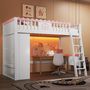 Voir la diapositive 5 : MERAX Lit combiné enfant 90x200cm pin coloris blanc et rose